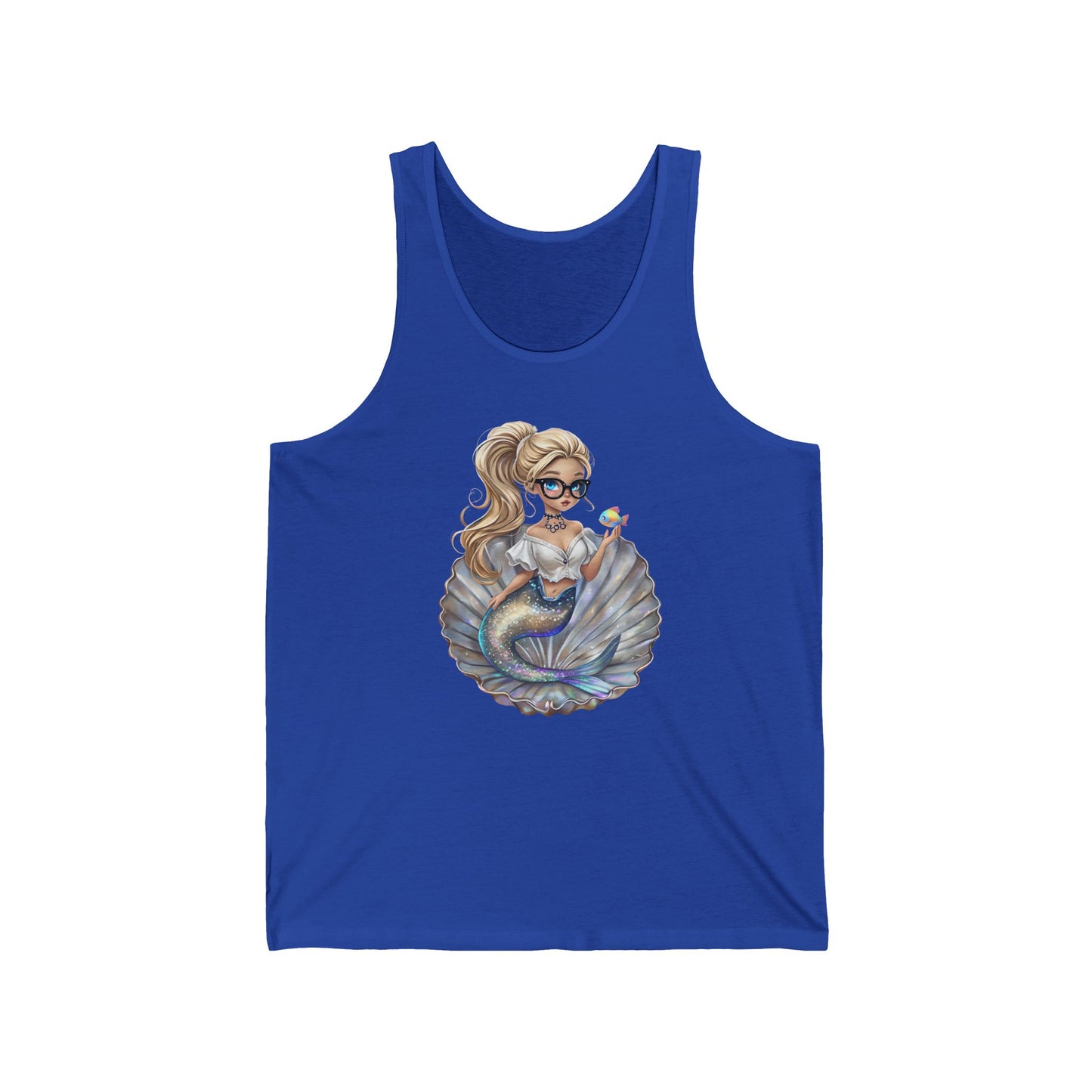 Mermaid Graphic Unisex Jersey Tank, Summer Beach Top, Cute Fashion Shirt, Gifts for Her, Vacation Wear, Casual Outfit