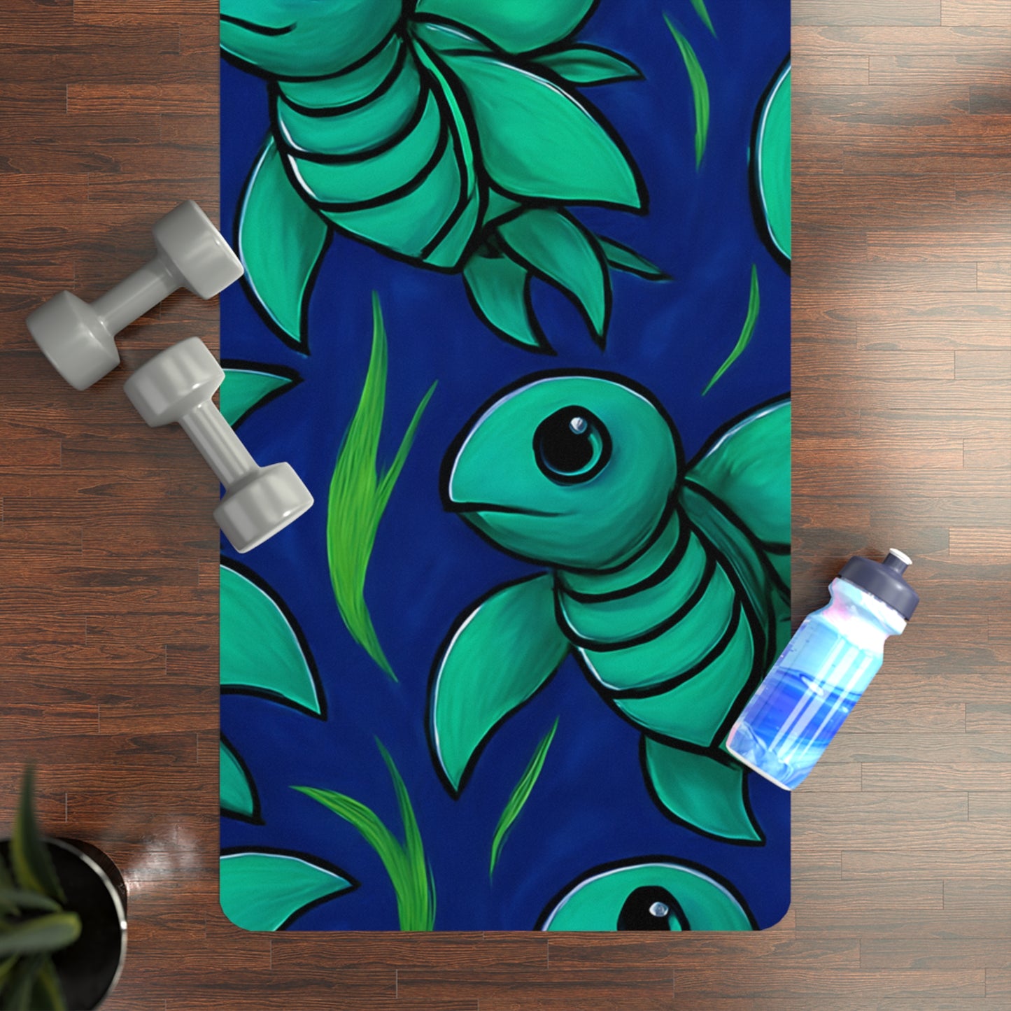 Sea Turtle Print Rubber Yoga Mat - Eco-Friendly, Non-Slip Surface for Yoga Enthusiasts