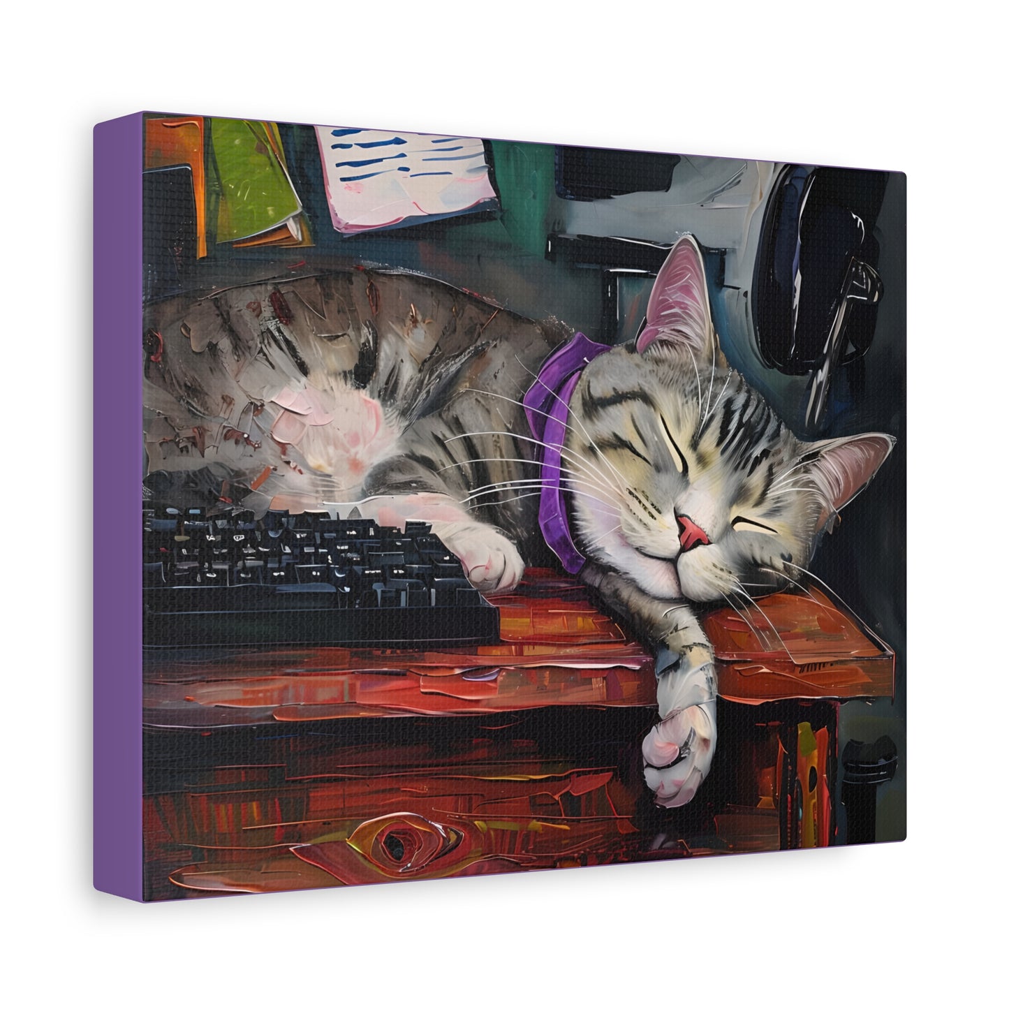 Cozy Cat Canvas, Cat Decor, Feline Artwork, Home Decor, Cat Lover Gift, Relaxed Vibe Art, Gift for Cat Lovers
