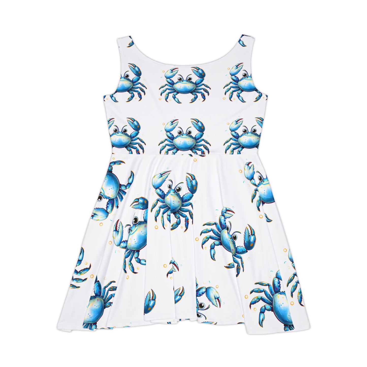 Charming Crab Print Skater Dress, Cute Beach Dress, Summer Fashion, Perfect for Parties, Casual Outings, Coastal Vibes