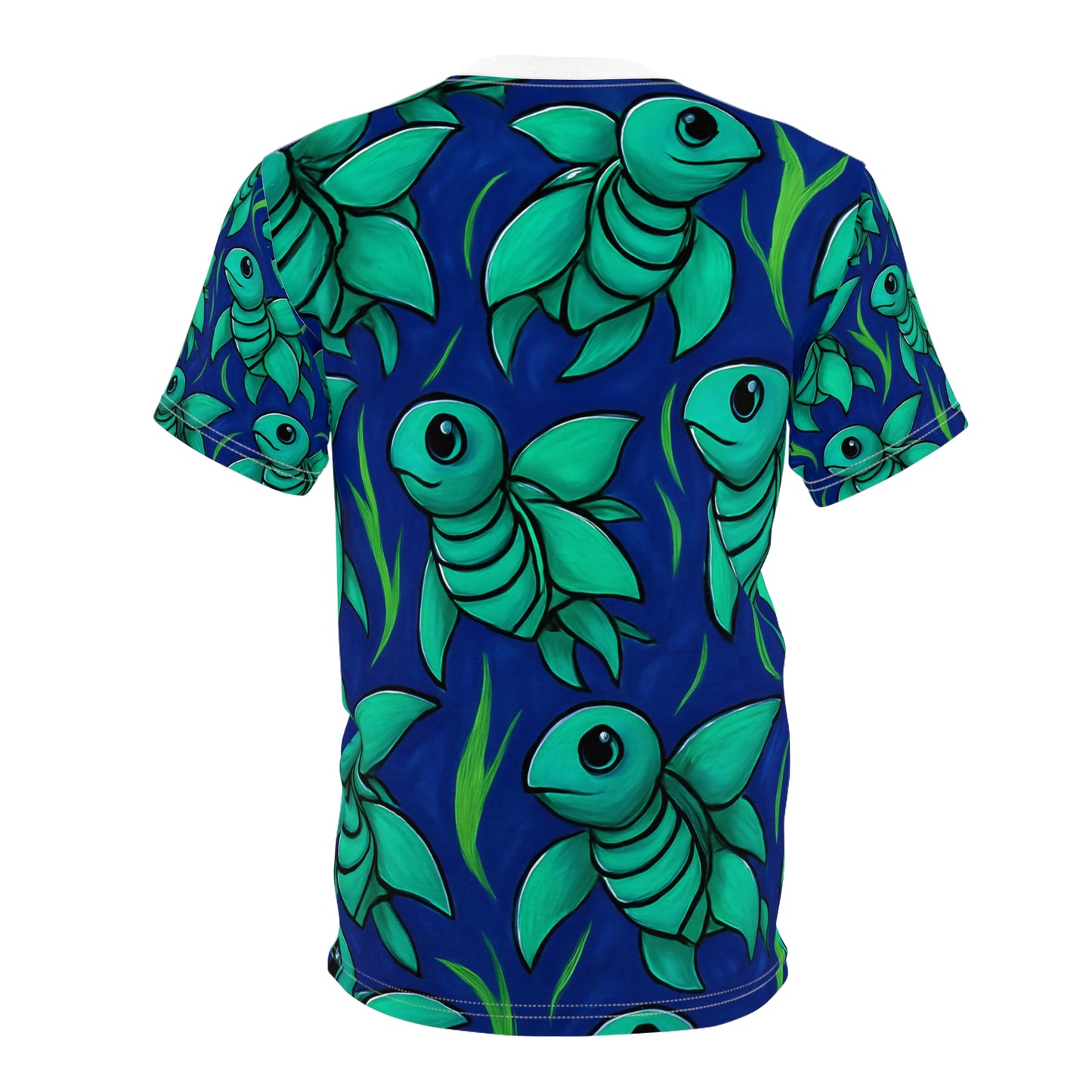 Whimsical Sea Turtle Unisex Cut & Sew Tee, Ocean Vibes Tee, Beachwear, Gift for Fish Lovers, Summer Style Shirt, Unique Graphic Tee