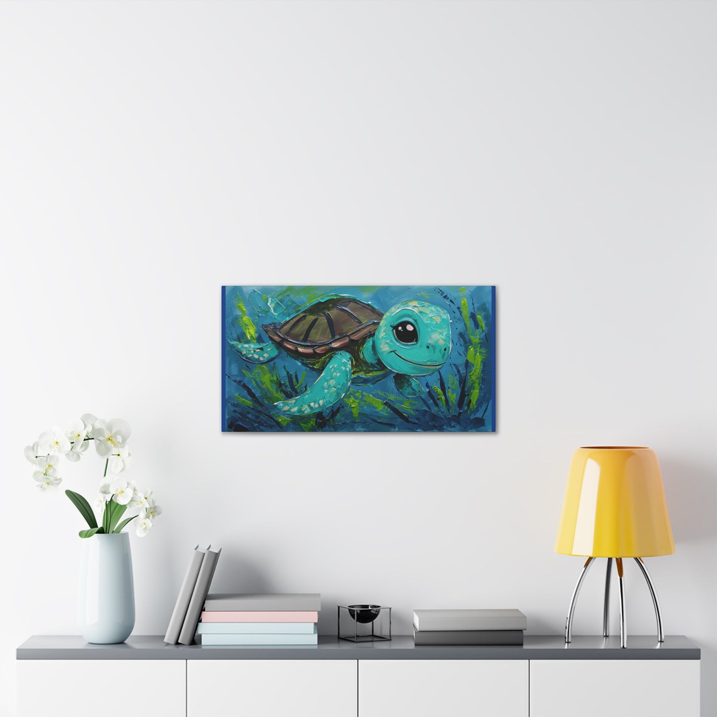 Whimsical Turtle Canvas Print, Ocean Decor, Kids Room Art, Nursery Wall Art, Birthday Gift, Sea Life Decor