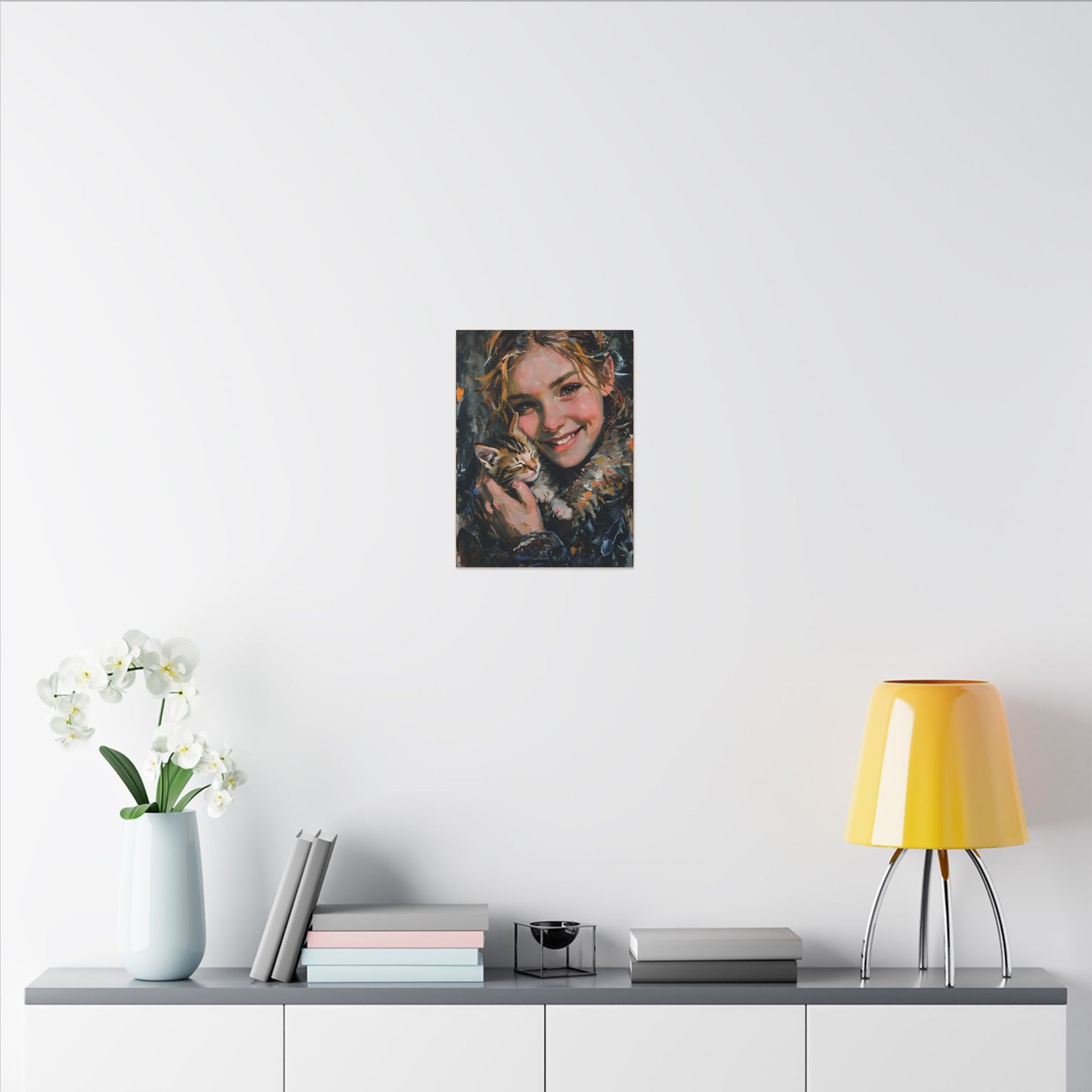 Heartwarming Pet Portrait Matte Canvas Art, Cat Lover Decor, Gift for Animal Lovers, Home Wall Art, Cat Artwork