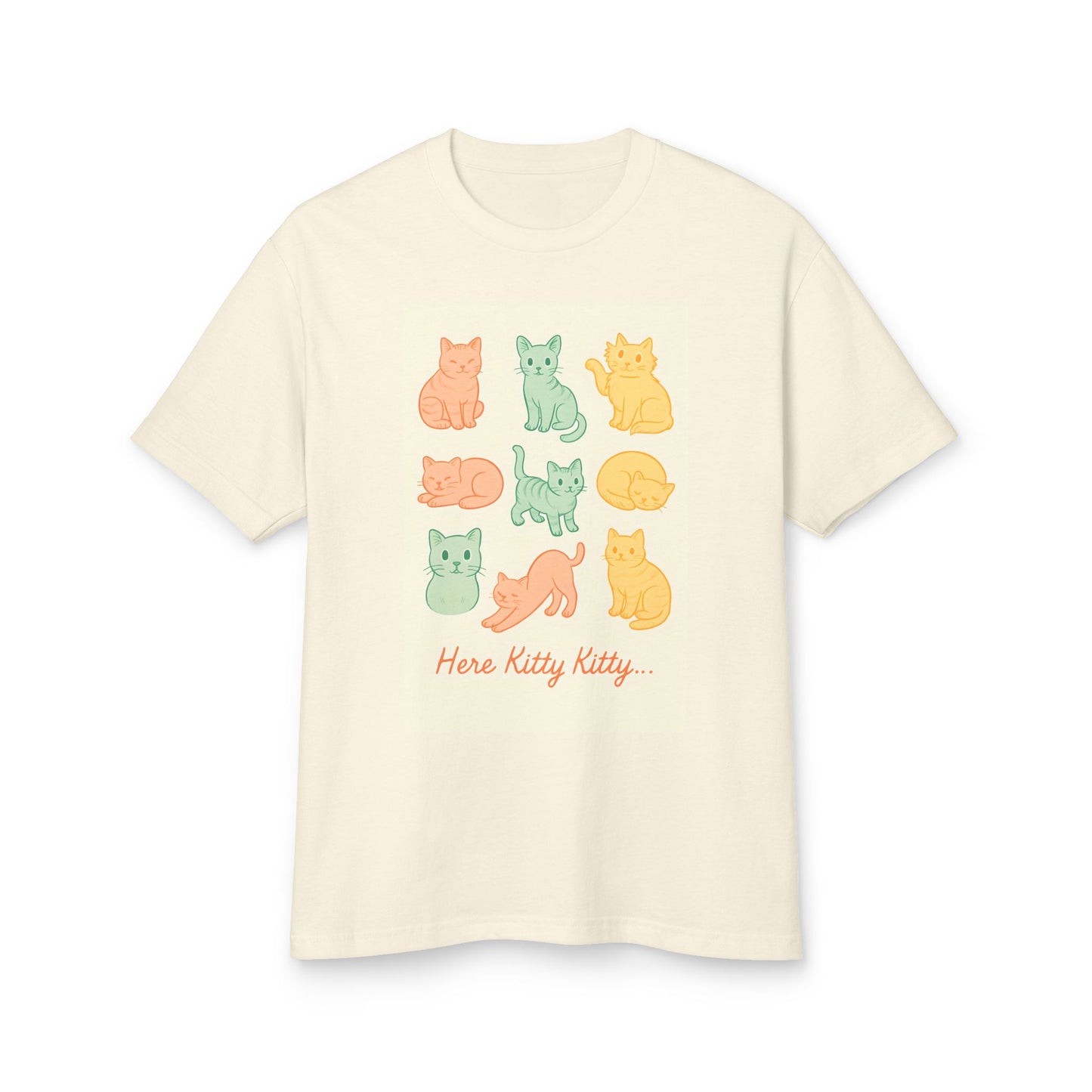 Cute Cat Vibe Cotton Tee - 'Here Kitty Kitty...'