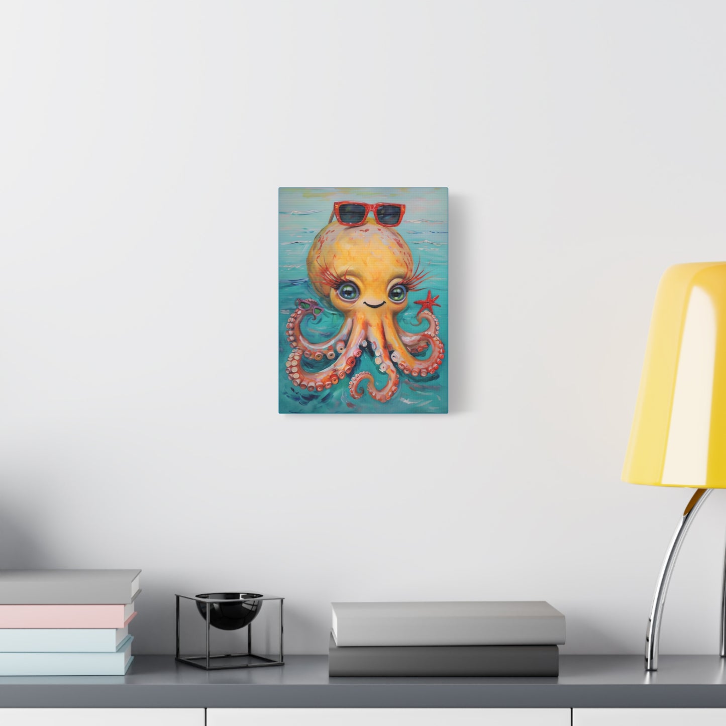 Whimsical Octopus Canvas Print, Cute Ocean Art, Nautical Wall Decor, Beach House Decor, Kids Room Art, Fun Gift Idea