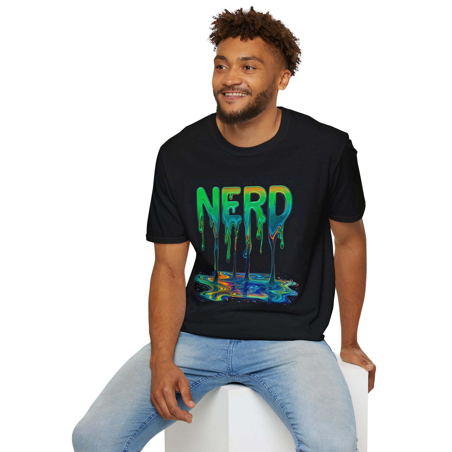 Nerd Vibes Unisex Softstyle T-Shirt - Colorful Dripping Design