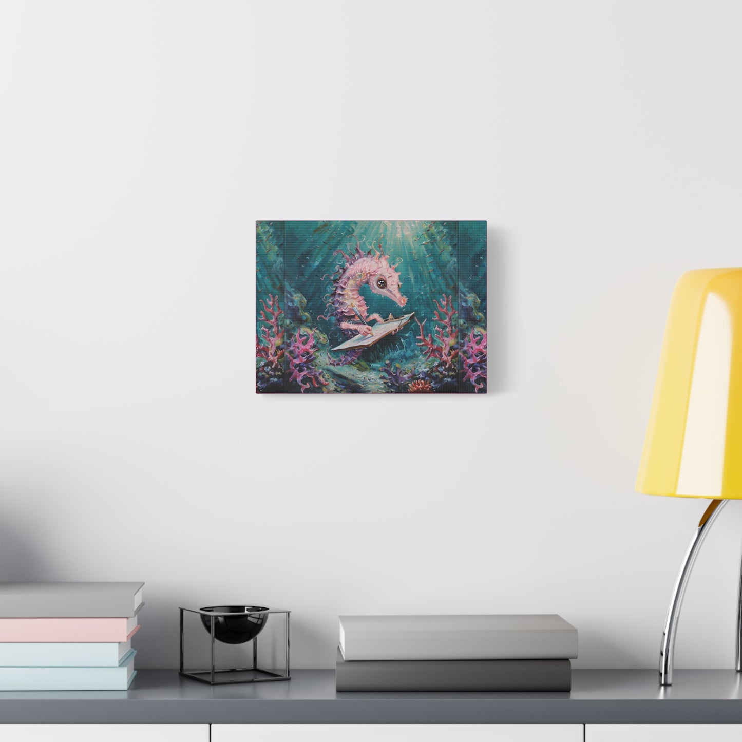 Underwater Seahorse Canvas Art, Marine Life Decor, Ocean-Themed Wall Art, Coastal Home Decor, Nautical Art for Beach Lovers