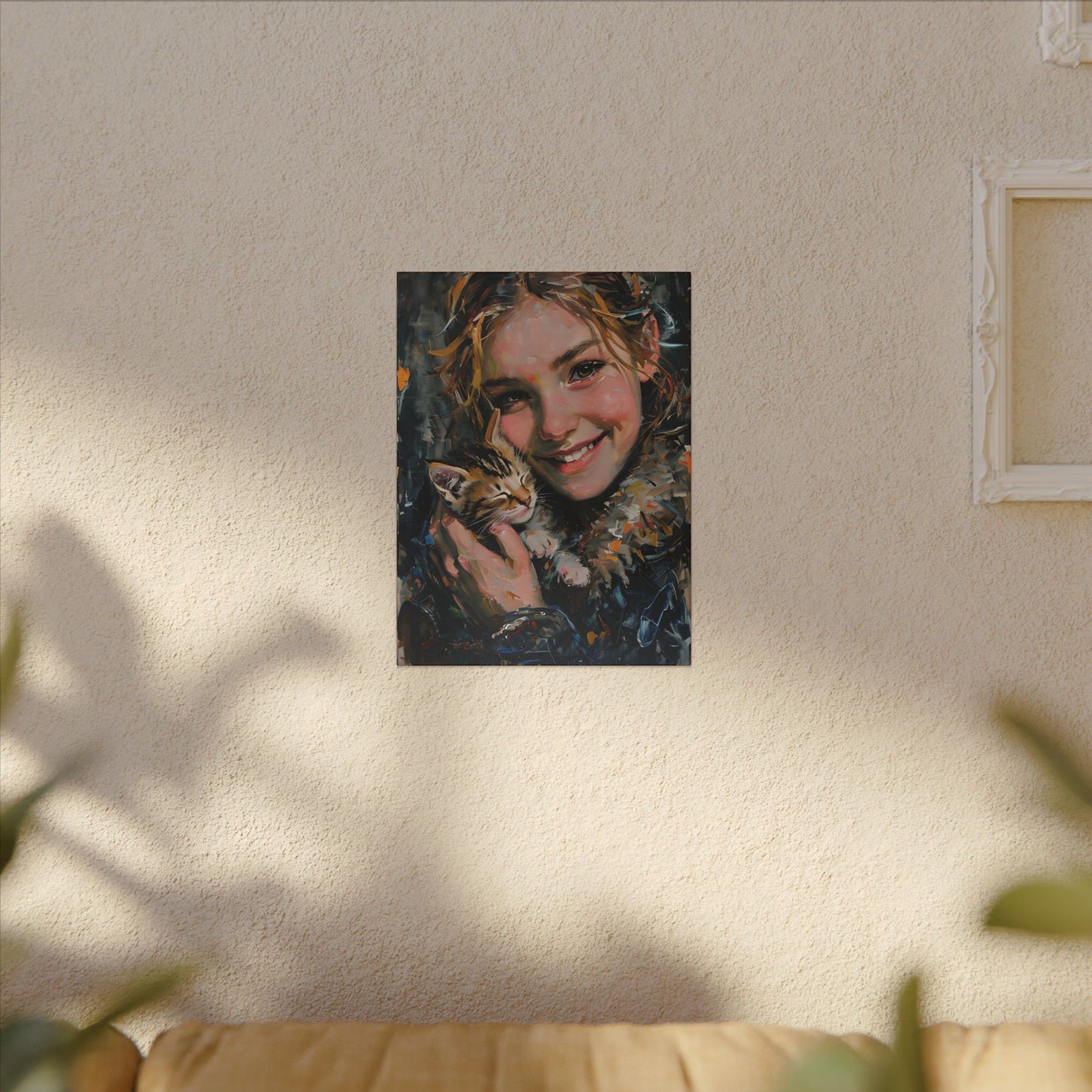 Heartwarming Pet Portrait Matte Canvas Art, Cat Lover Decor, Gift for Animal Lovers, Home Wall Art, Cat Artwork