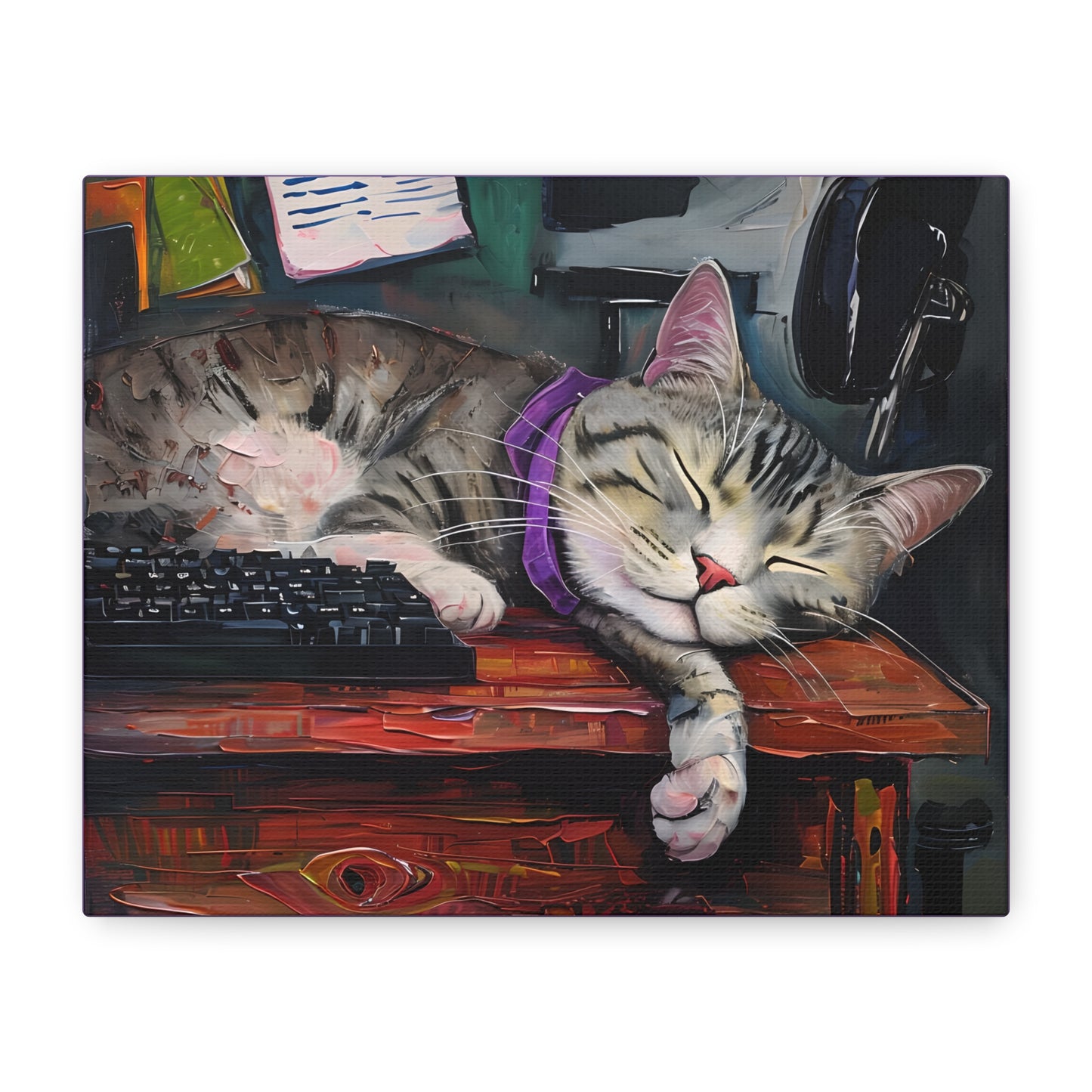Cozy Cat Canvas, Cat Decor, Feline Artwork, Home Decor, Cat Lover Gift, Relaxed Vibe Art, Gift for Cat Lovers