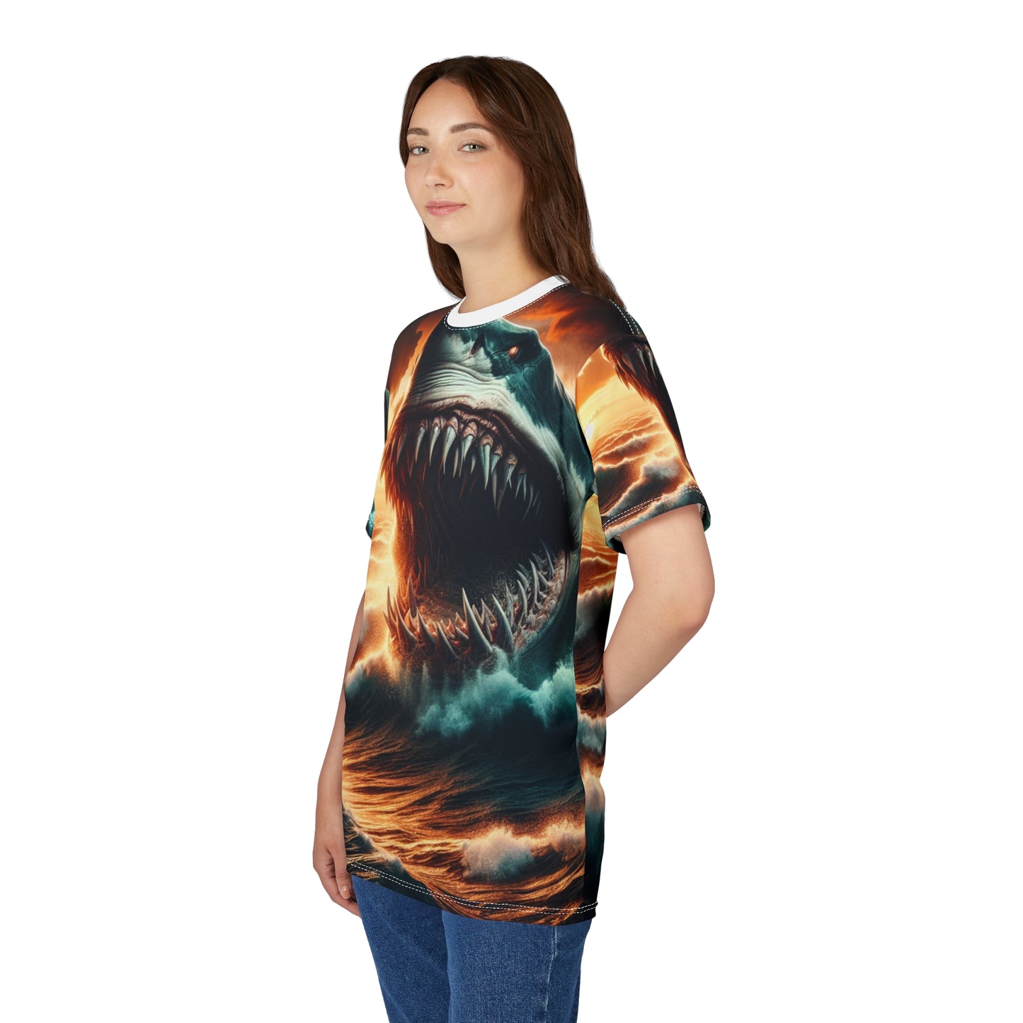 T-Shirt with Shark Graphic, Ocean Design Tee, Unisex Sea Creature Apparel, Beach Vacation Shirt, Summer Casual Wear