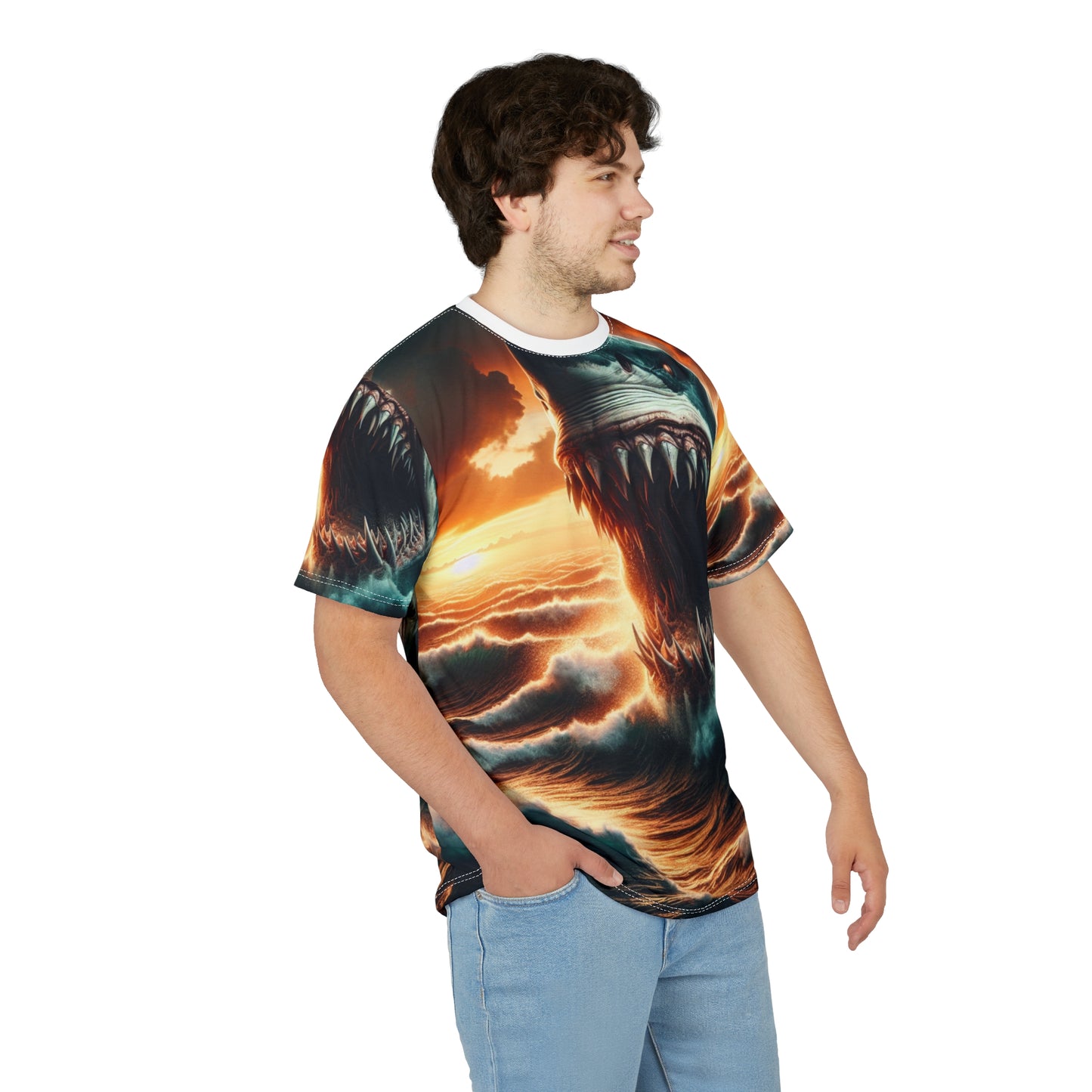 T-Shirt with Shark Graphic, Ocean Design Tee, Unisex Sea Creature Apparel, Beach Vacation Shirt, Summer Casual Wear