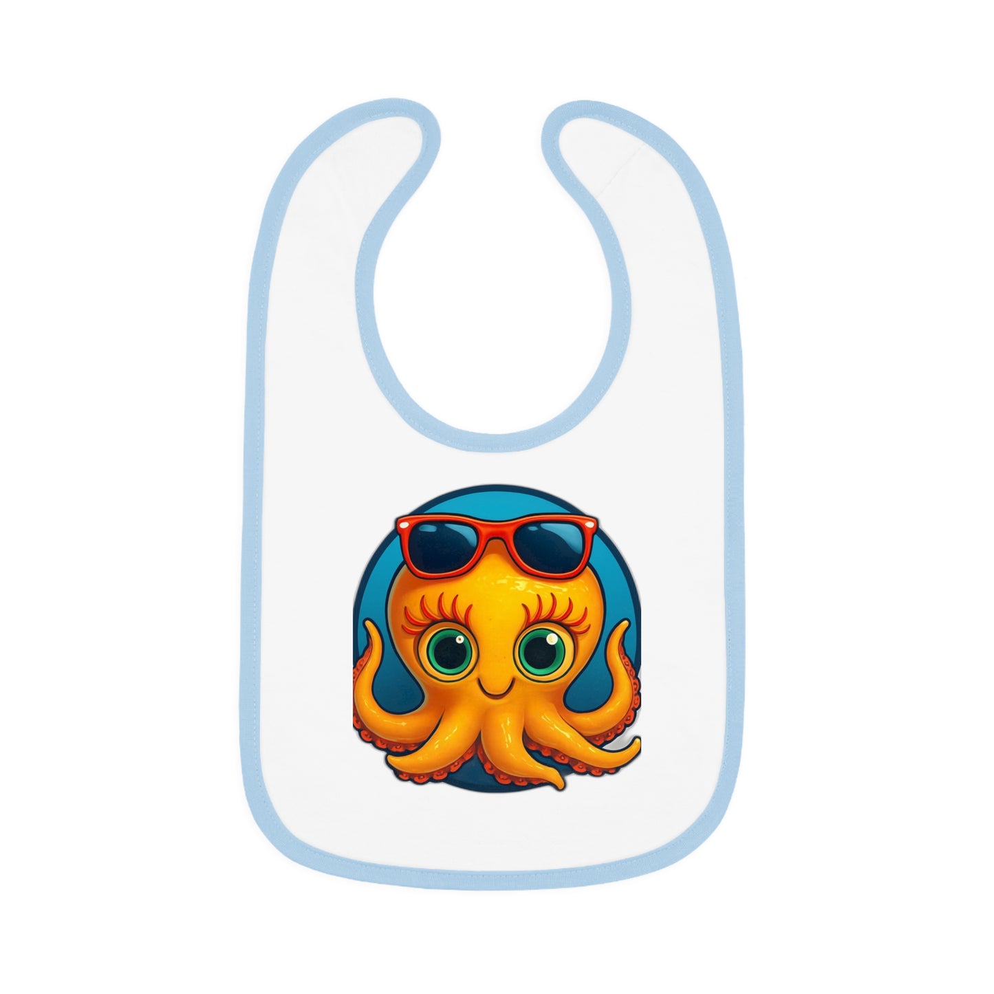 Cute Octopus Baby Bib with Contrast Trim - Perfect for Playtime and Feeding!