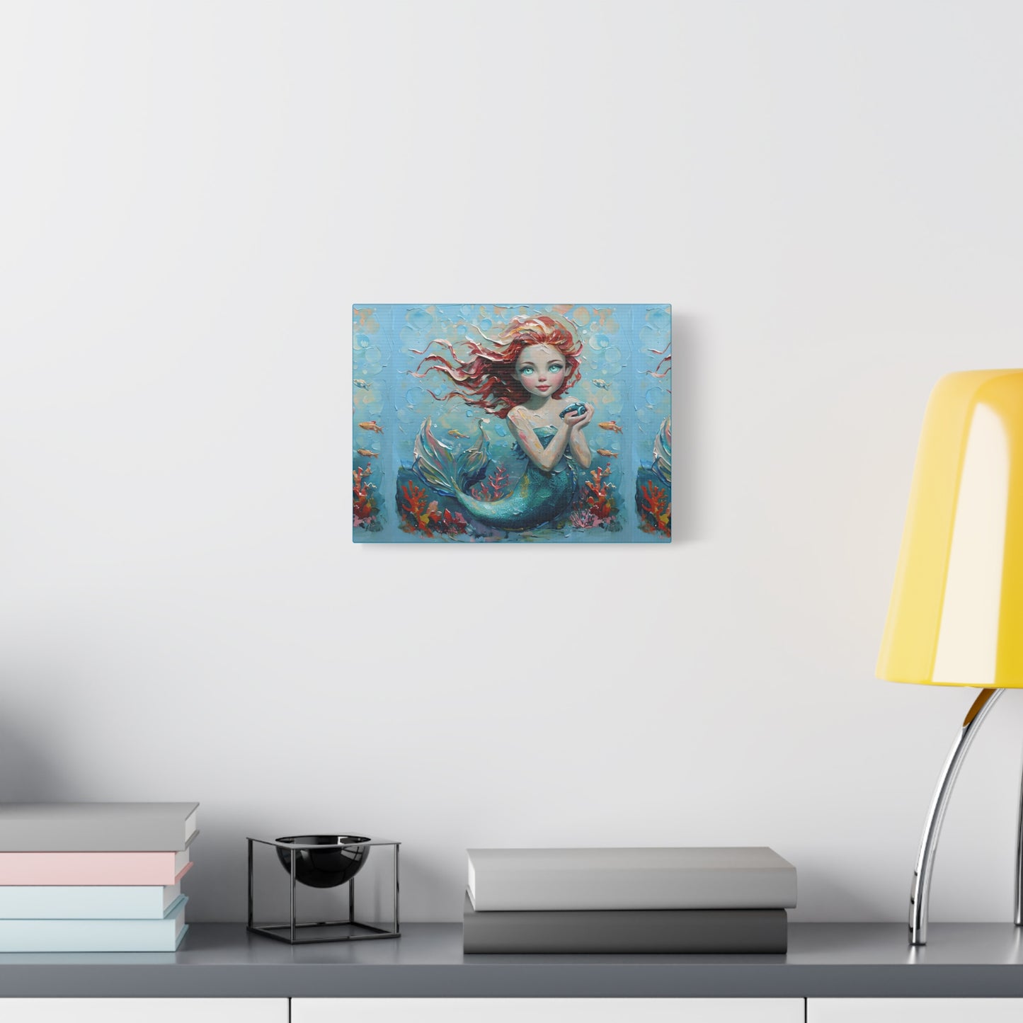 Whimsical Mermaid Canvas Art, Ocean Decor, Nautical Wall Art, Kids Room Decoration, Fantasy Artwork