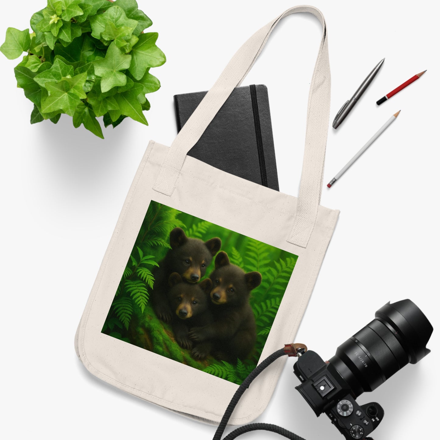 Eco-Friendly Bear Cubs Canvas Tote Bag - Perfect for Nature Lovers