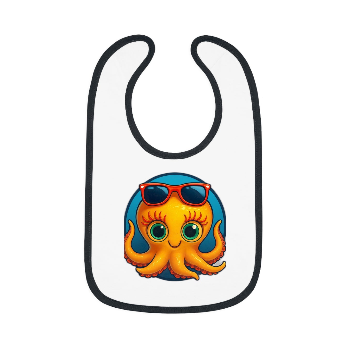 Cute Octopus Baby Bib with Contrast Trim - Perfect for Playtime and Feeding!