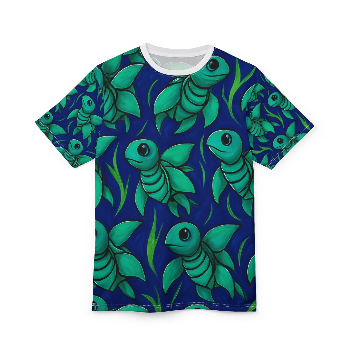Whimsical Sea Turtle Unisex Cut & Sew Tee, Ocean Vibes Tee, Beachwear, Gift for Fish Lovers, Summer Style Shirt, Unique Graphic Tee