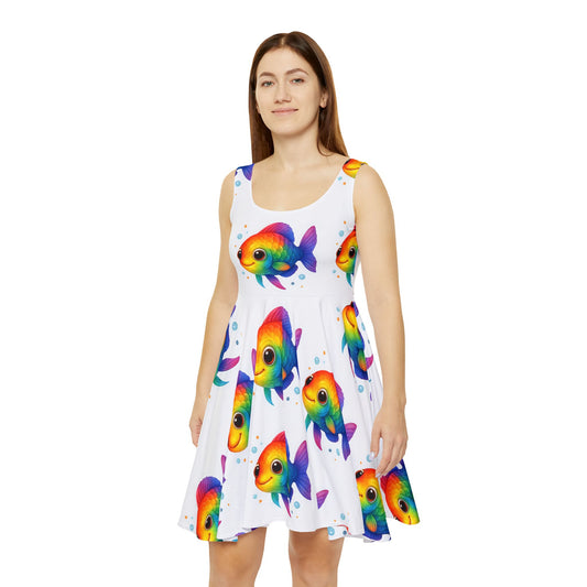 Colorful Fish Women's Skater Dress, Cute Summer Dress, Beachwear, Party Dress, Gift for Her, Vibrant Fashion
