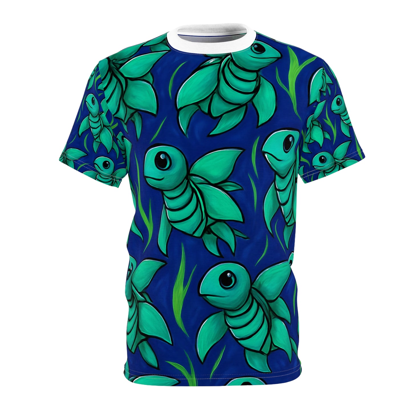 Whimsical Sea Turtle Unisex Cut & Sew Tee, Ocean Vibes Tee, Beachwear, Gift for Fish Lovers, Summer Style Shirt, Unique Graphic Tee