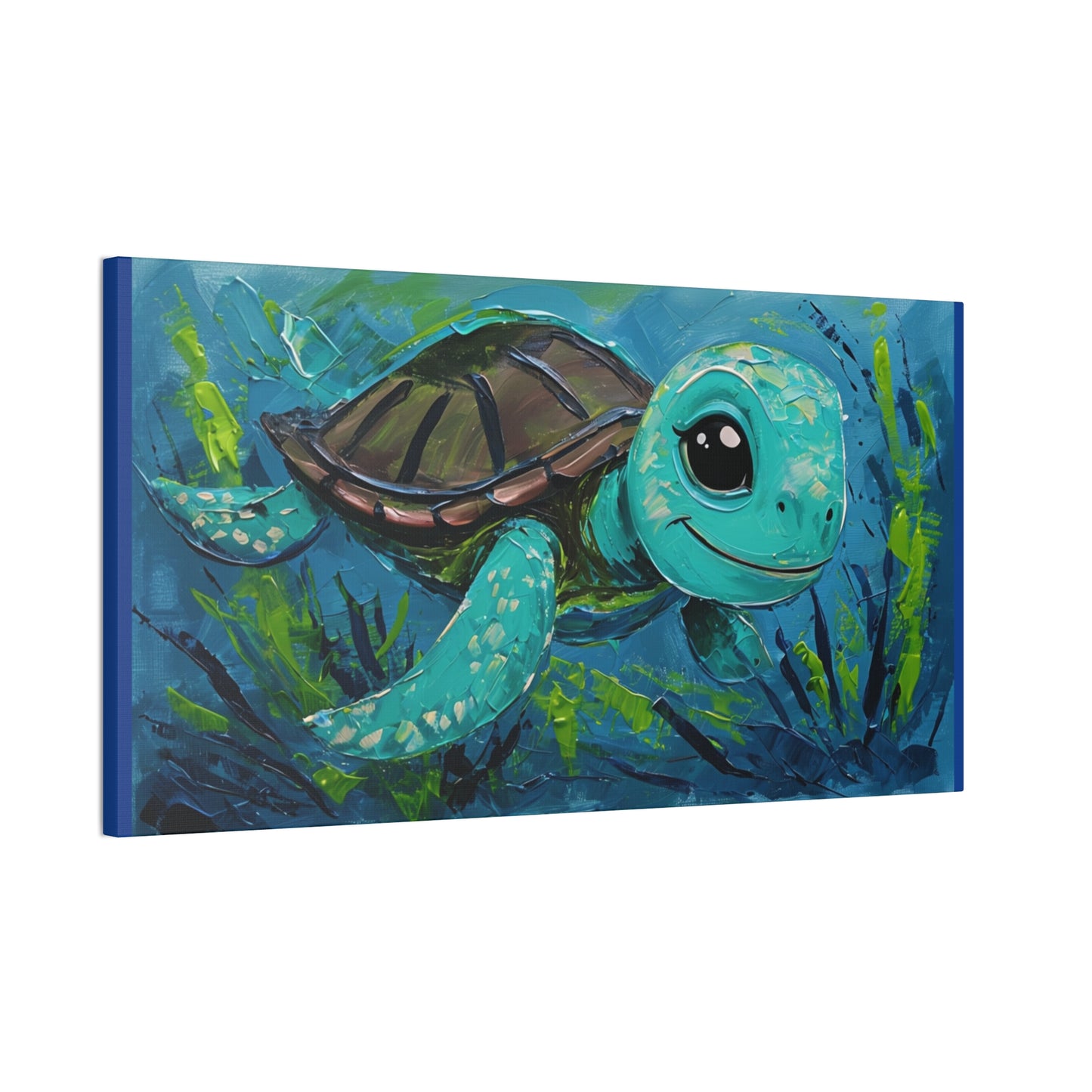 Whimsical Turtle Canvas Print, Ocean Decor, Kids Room Art, Nursery Wall Art, Birthday Gift, Sea Life Decor