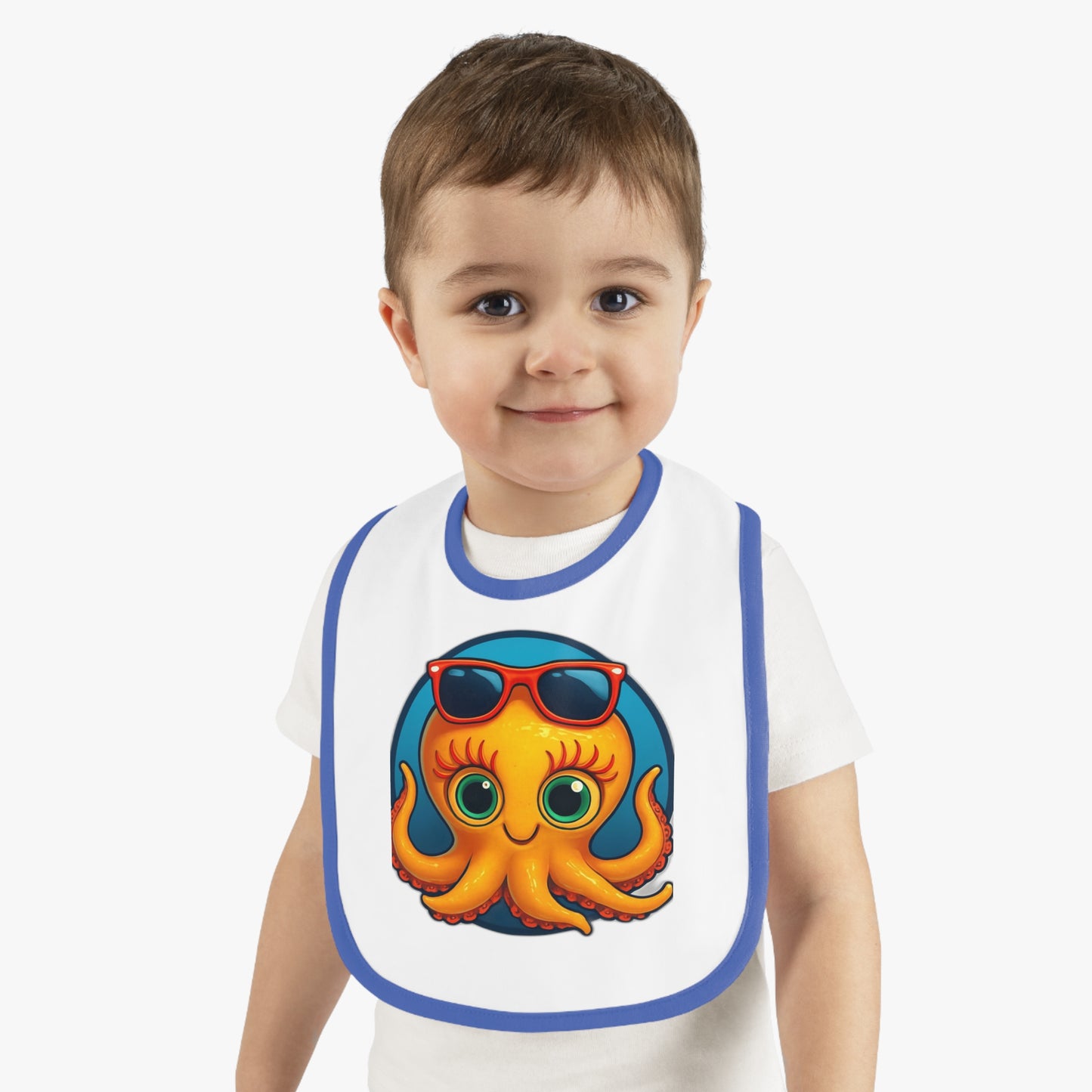 Cute Octopus Baby Bib with Contrast Trim - Perfect for Playtime and Feeding!