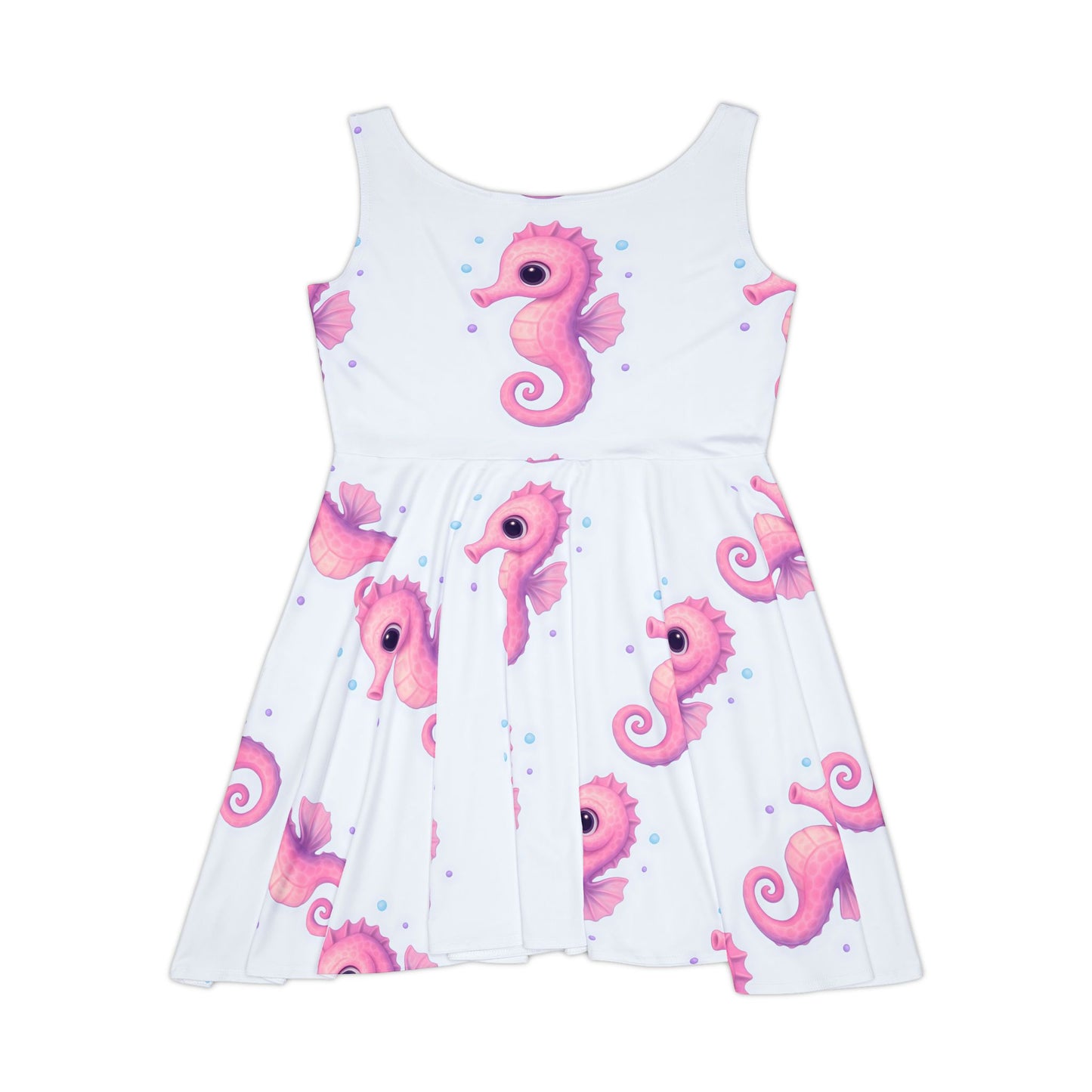 Seahorse Print Women's Skater Dress, Cute Summer Dress, Beach Party Outfit, Vacation Dress, Gift for Her