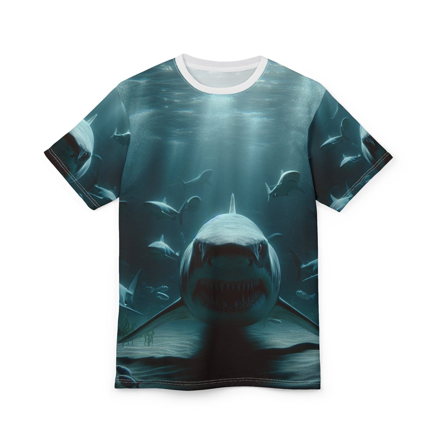 Shark Graphic Unisex Tee, Ocean Vibes Shirt, Casual Summer Wear, Beach Party T-Shirt, Gift for Shark Lovers, Unique Art Apparel