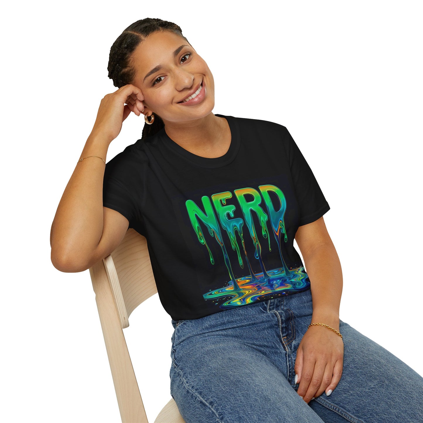 Nerd Vibes Unisex Softstyle T-Shirt - Colorful Dripping Design