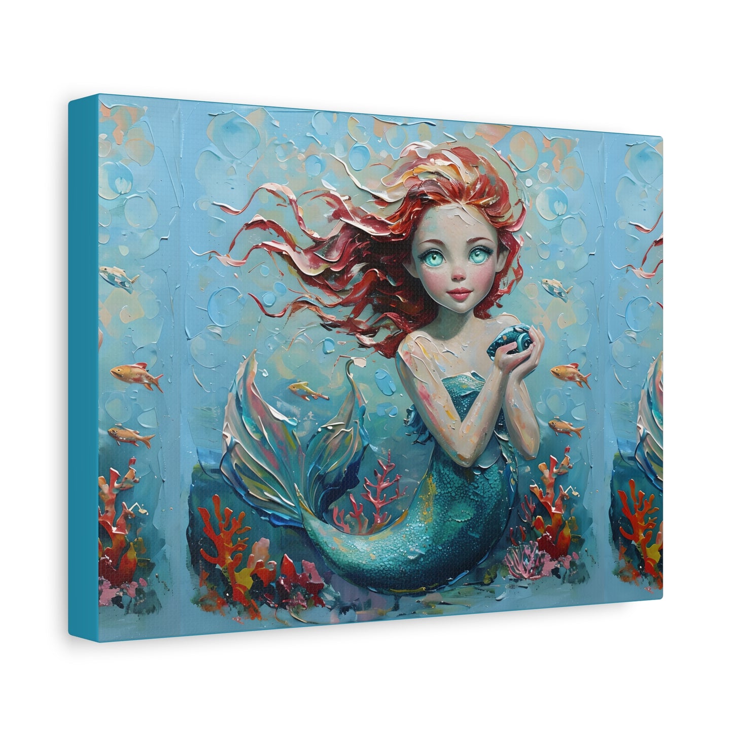 Whimsical Mermaid Canvas Art, Ocean Decor, Nautical Wall Art, Kids Room Decoration, Fantasy Artwork