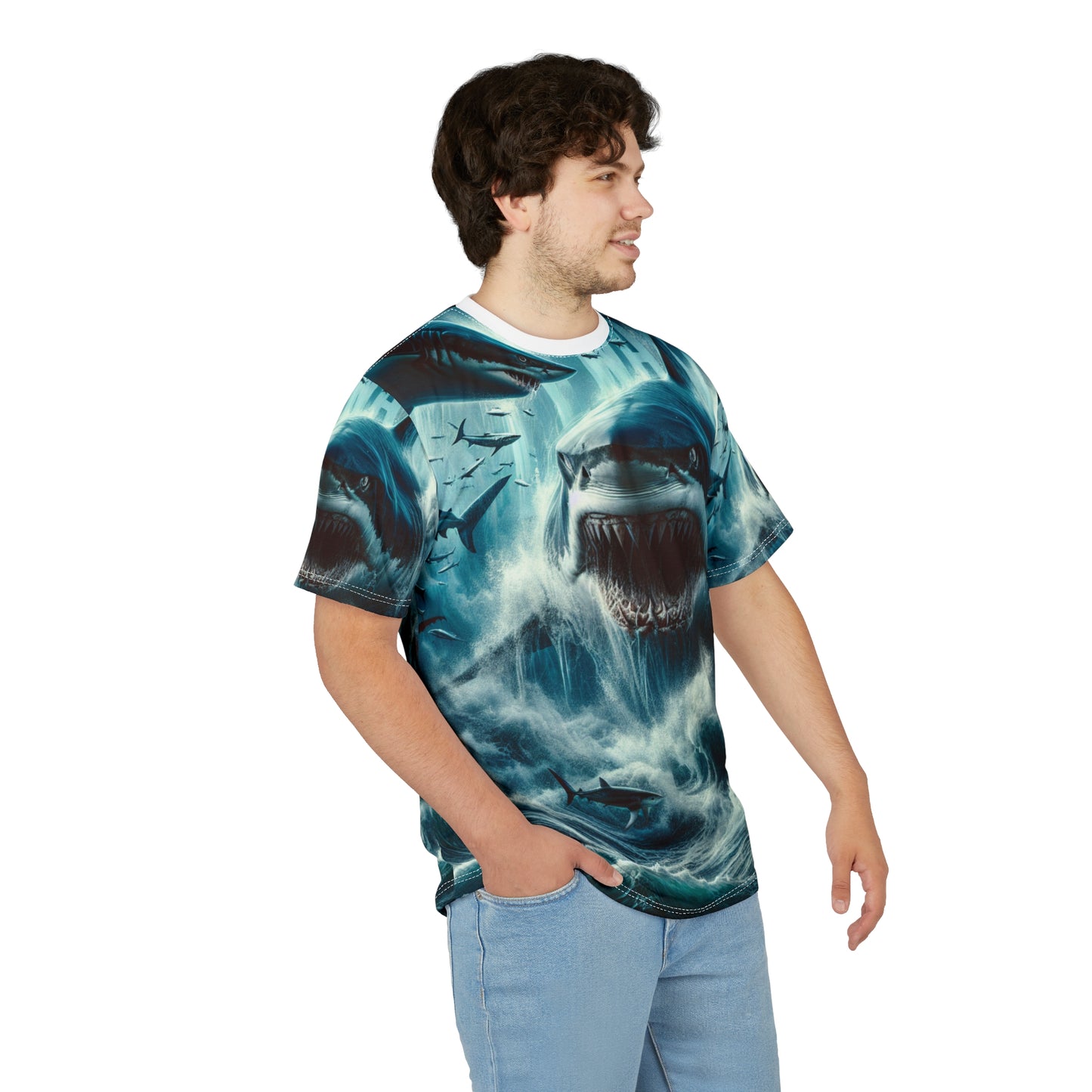 Oceanic Shark Graphic Tee - Bold Unisex Cut & Sew Shirt for Shark Lovers