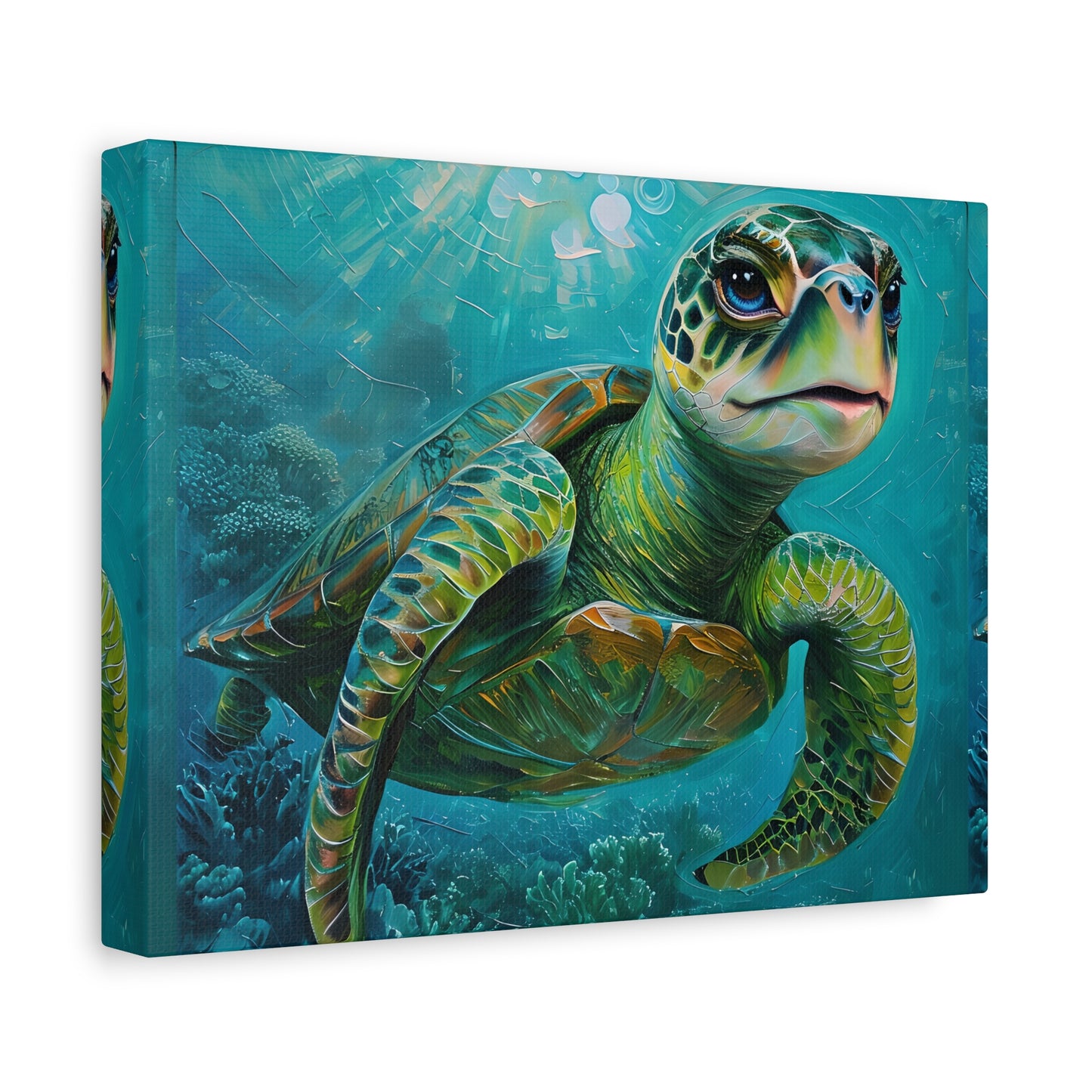 Ocean Turtle Canvas Wall Art, Marine Life Decor, Sea Turtle Print, Underwater Art, Coastal Home Decor, Nautical Wall Hanging