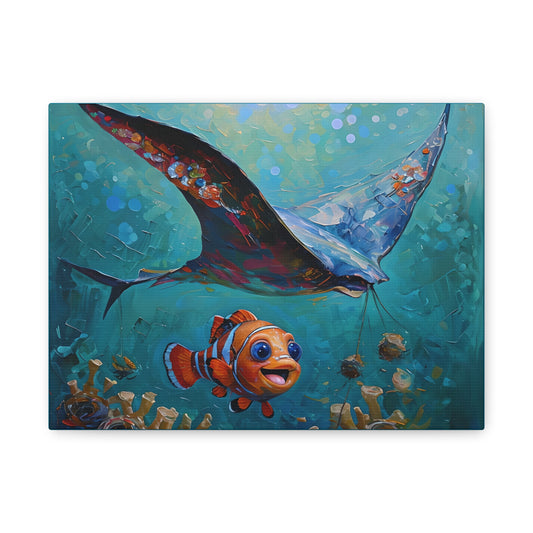 Colorful Ocean Scene Canvas Art | Stretched Wall Decor, Marine Life, Perfect for Home or Office