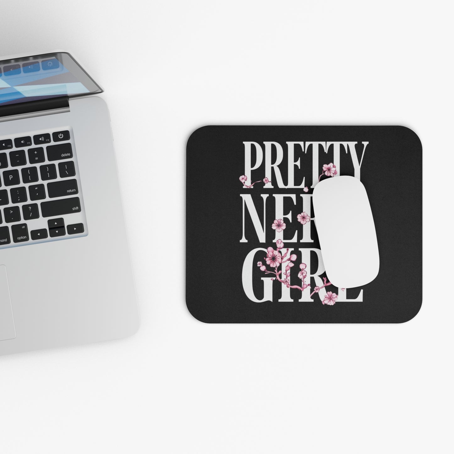 Pretty Nerd Girl Mouse Pad - Stylish Desk Accessory for Gamers and Students