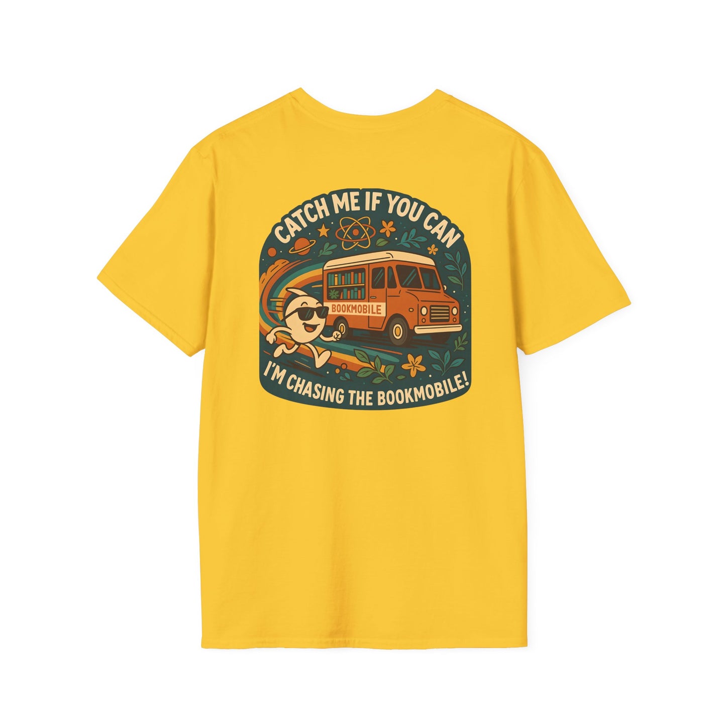 Bookmobile Chaser T-Shirt, Fun Casual Wear, Book Lover Gift, Reading Enthusiast Tee, Library Appreciation Shirt