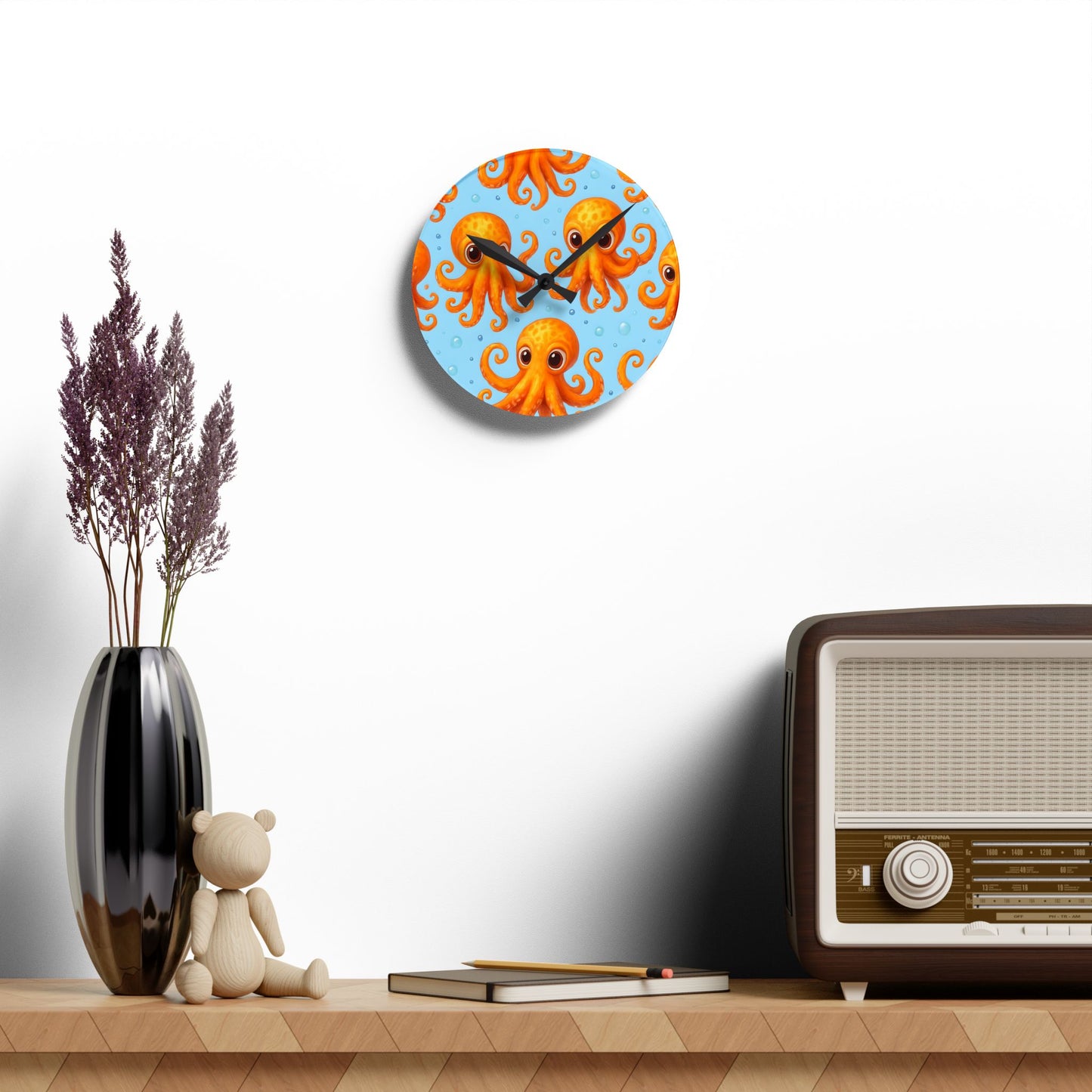 Whimsical Octopus Acrylic Wall Clock - Fun Home Decor for Ocean Lovers
