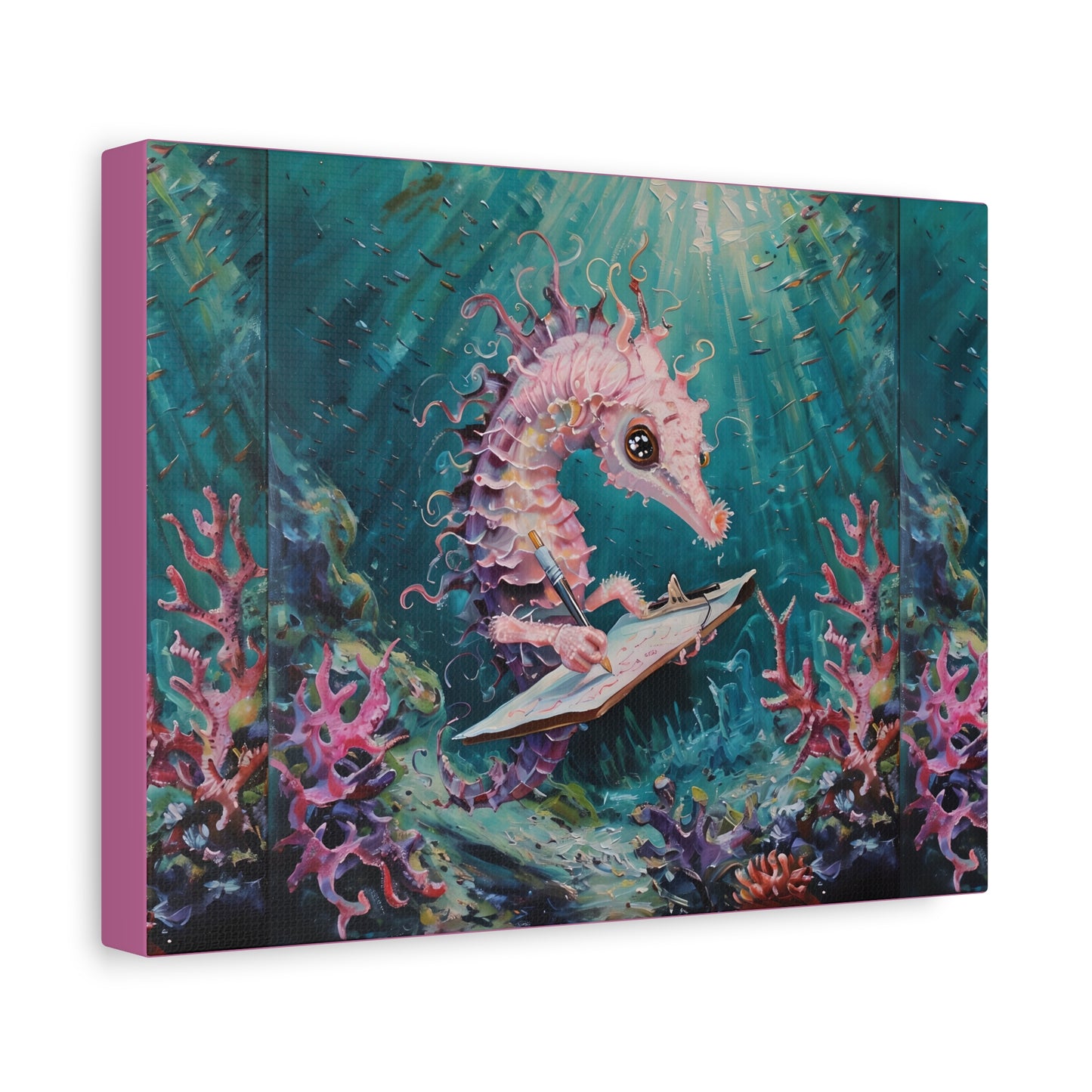 Underwater Seahorse Canvas Art, Marine Life Decor, Ocean-Themed Wall Art, Coastal Home Decor, Nautical Art for Beach Lovers