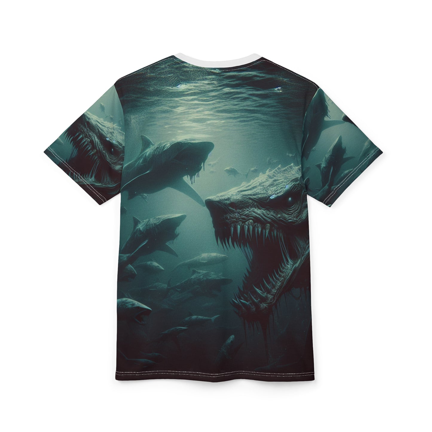 Fierce Ocean Predator Unisex Tee, Graphic T-Shirt, AOP Shirt, Sea Creature Apparel, Unique Gift for Ocean Lovers, Perfect for Summer