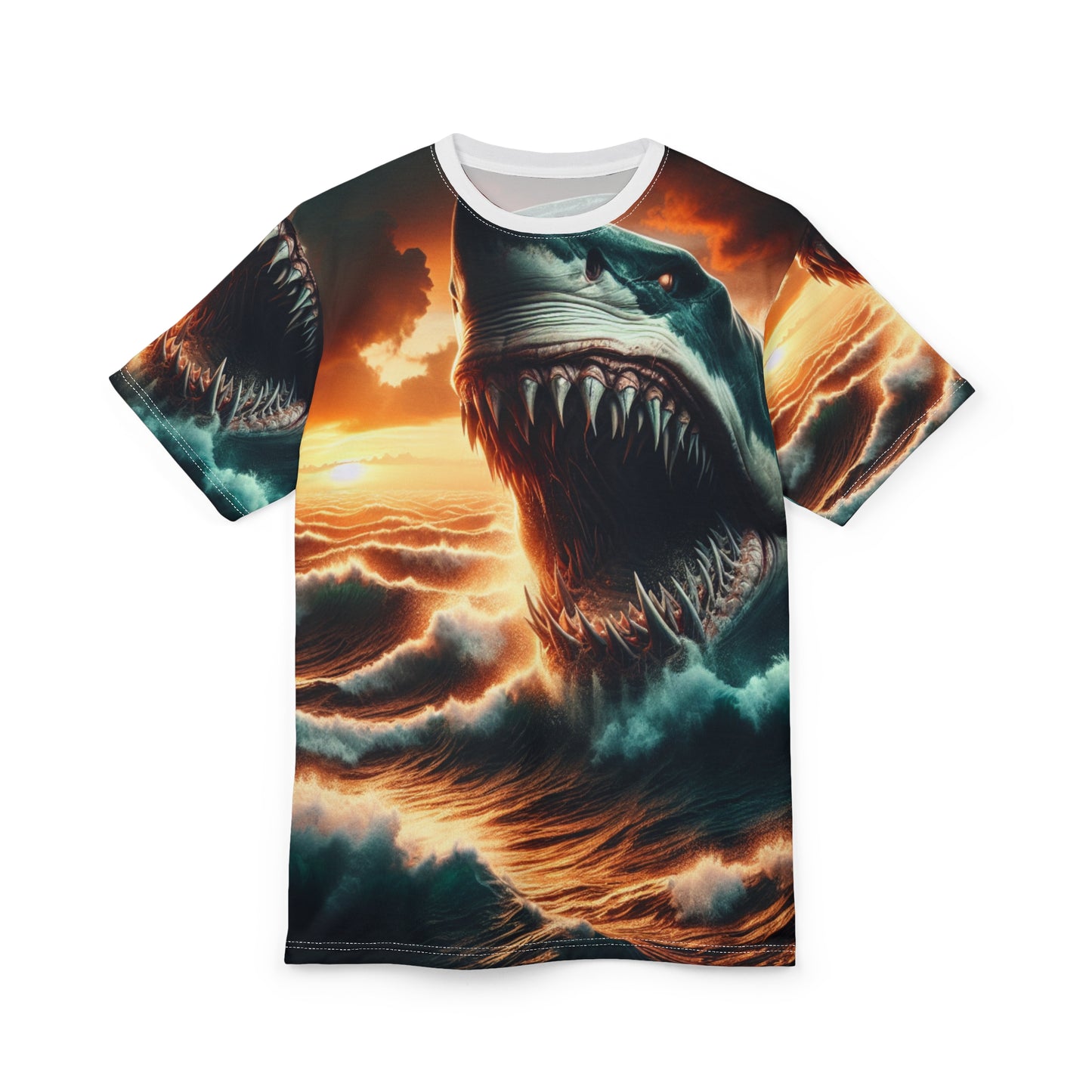 T-Shirt with Shark Graphic, Ocean Design Tee, Unisex Sea Creature Apparel, Beach Vacation Shirt, Summer Casual Wear