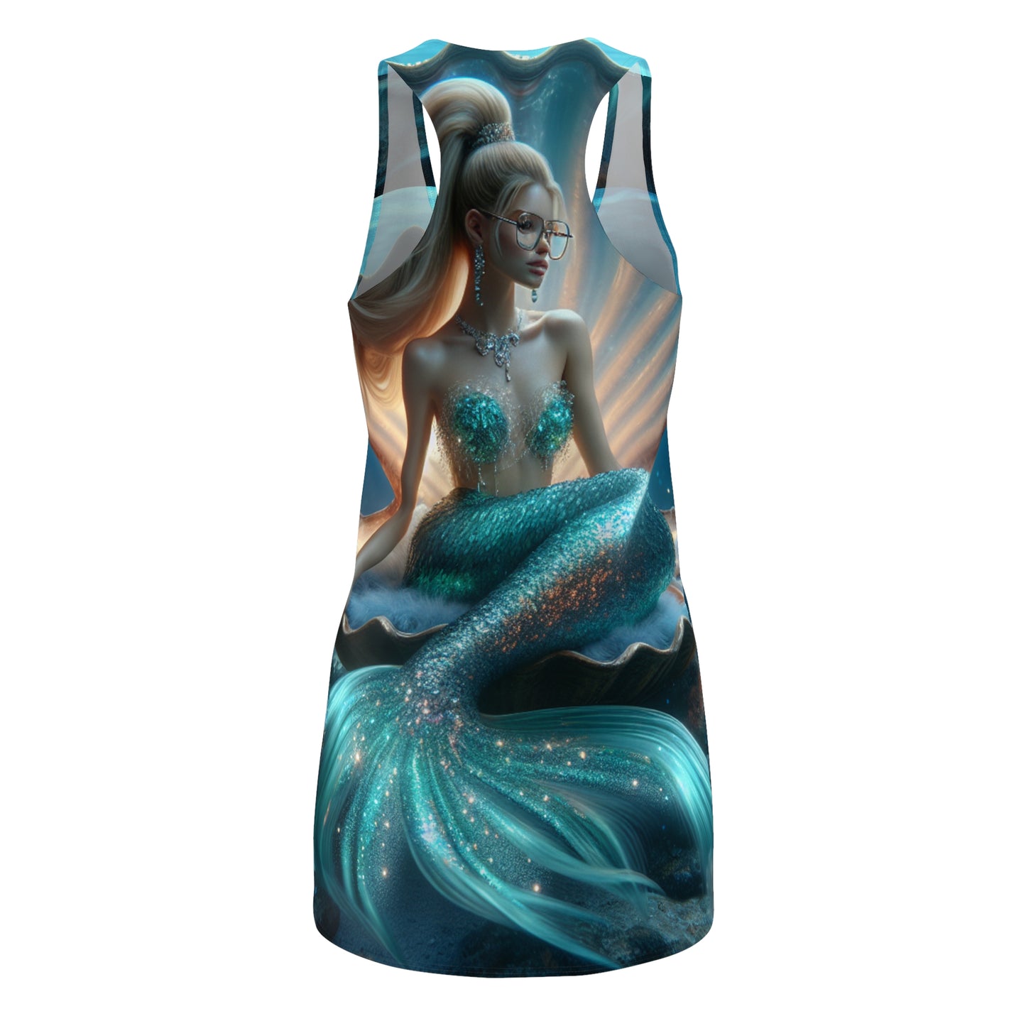 Mermaid Fantasy Racerback Dress, Summer Dress, Beach Cover-Up, Pool Party Outfit, Gift for Her, AOP Dress
