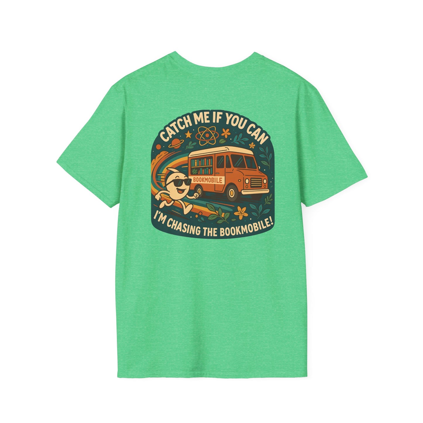 Bookmobile Chaser T-Shirt, Fun Casual Wear, Book Lover Gift, Reading Enthusiast Tee, Library Appreciation Shirt