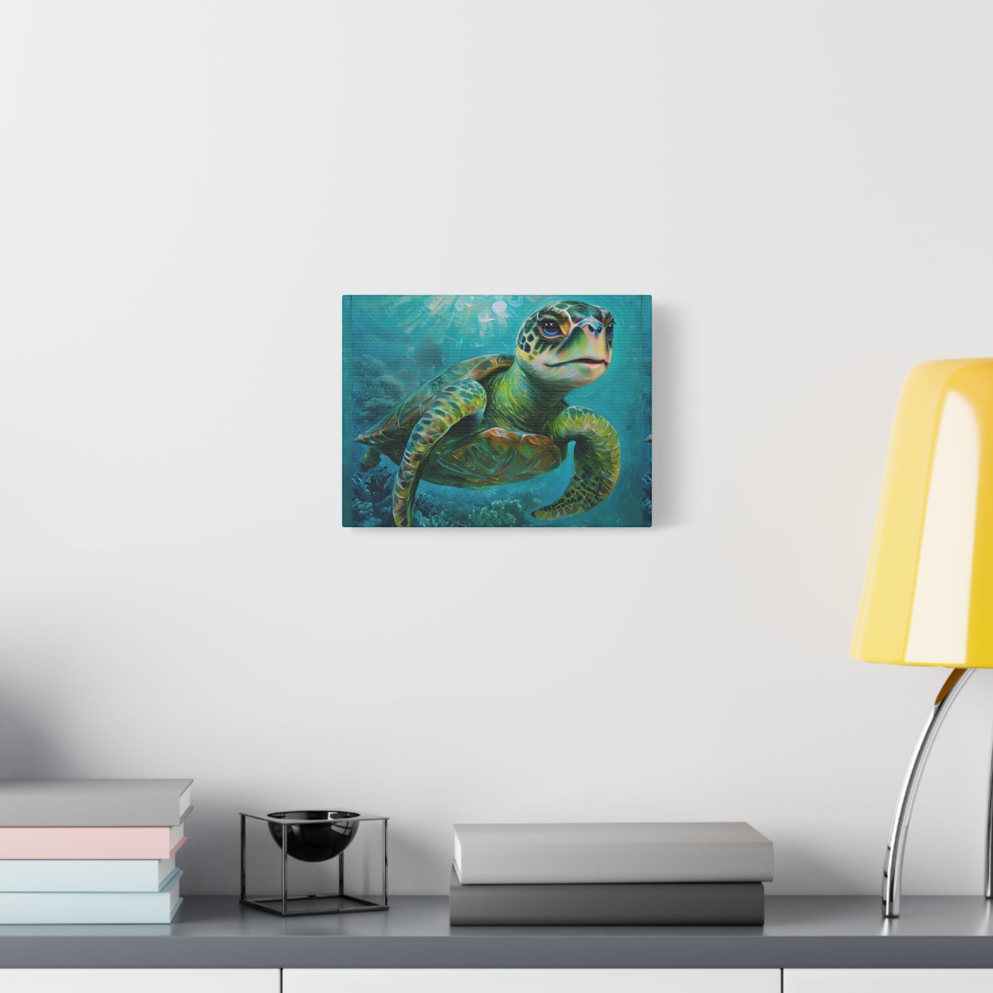 Ocean Turtle Canvas Wall Art, Marine Life Decor, Sea Turtle Print, Underwater Art, Coastal Home Decor, Nautical Wall Hanging