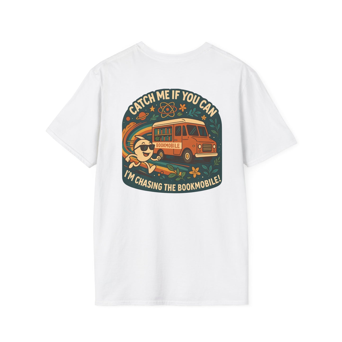 Bookmobile Chaser T-Shirt, Fun Casual Wear, Book Lover Gift, Reading Enthusiast Tee, Library Appreciation Shirt