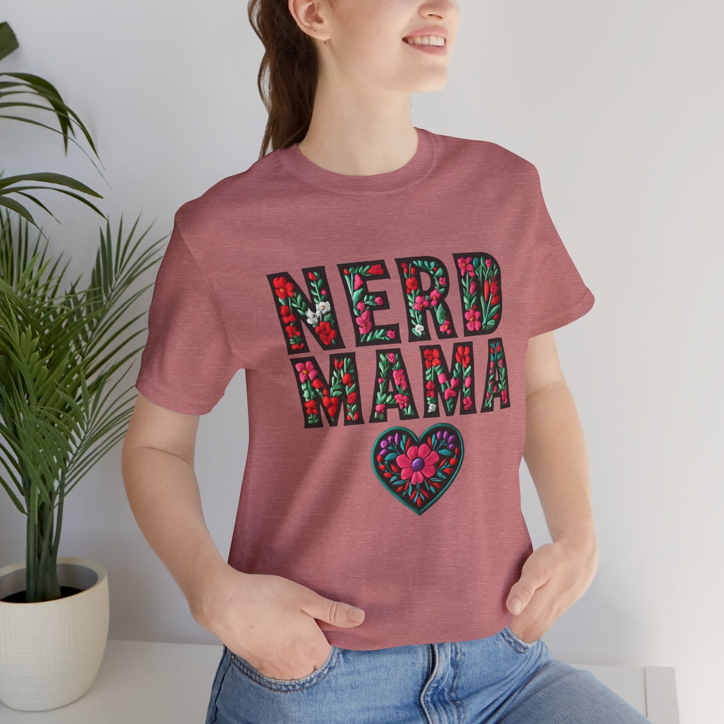 Floral Nerd Mama Tee - Unisex Short Sleeve T-Shirt for Proud Moms