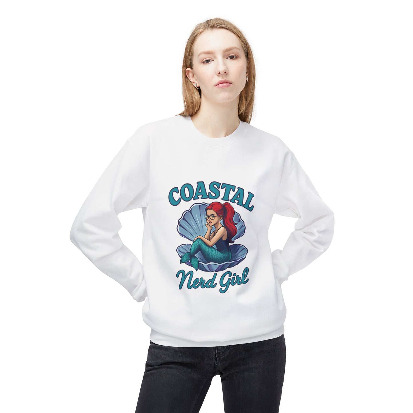 Coastal Nerd Girl Sweatshirt - Unisex Midweight Crewneck