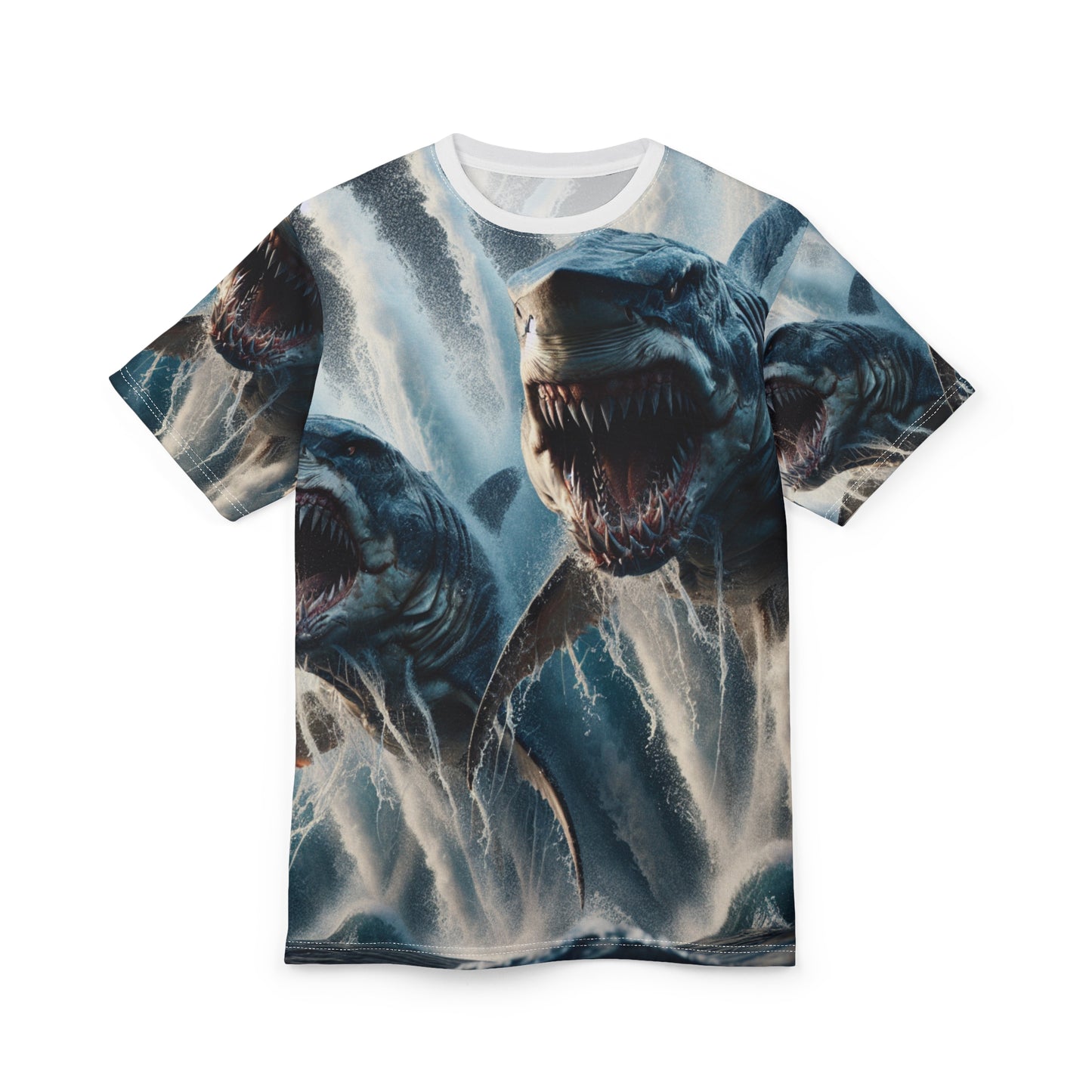 Epic Shark Attack Unisex Cut & Sew Tee - Perfect for Ocean Lovers and Adventurers
