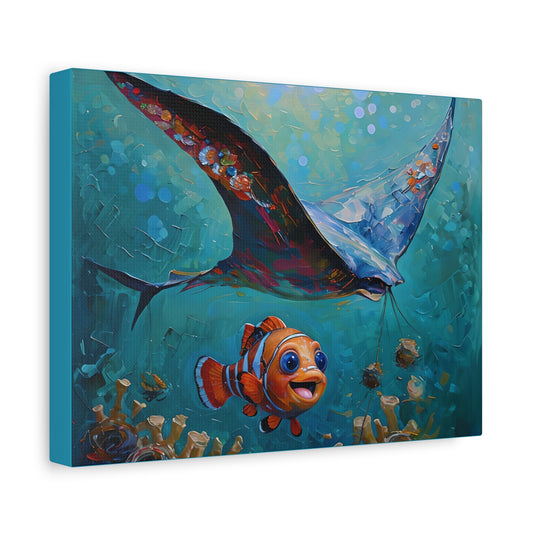 Colorful Ocean Scene Canvas Art | Stretched Wall Decor, Marine Life, Perfect for Home or Office
