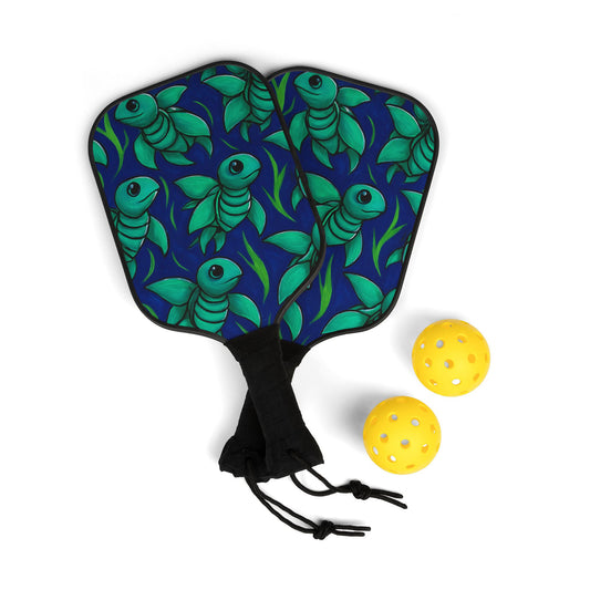 Whimsical Sea Turtle Pickleball Paddle Set with Balls - Fun & Vibrant Design for Enthusiasts