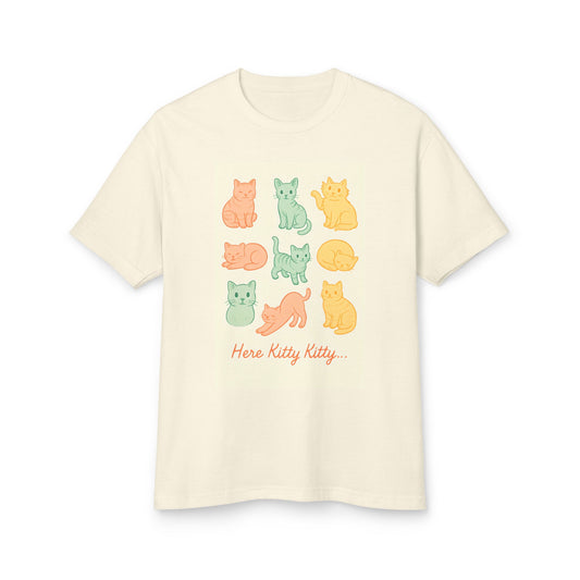 Cute Cat Vibe Cotton Tee - 'Here Kitty Kitty...'
