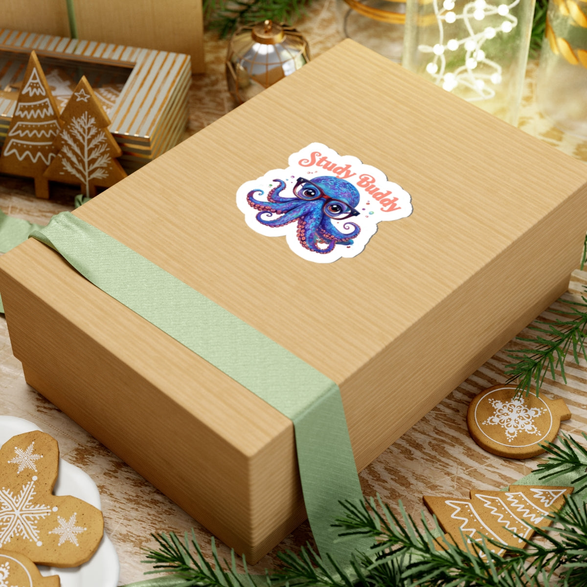 Whimsical Octopus Study Buddy Kiss-Cut Stickers - Perfect for Students & Kids