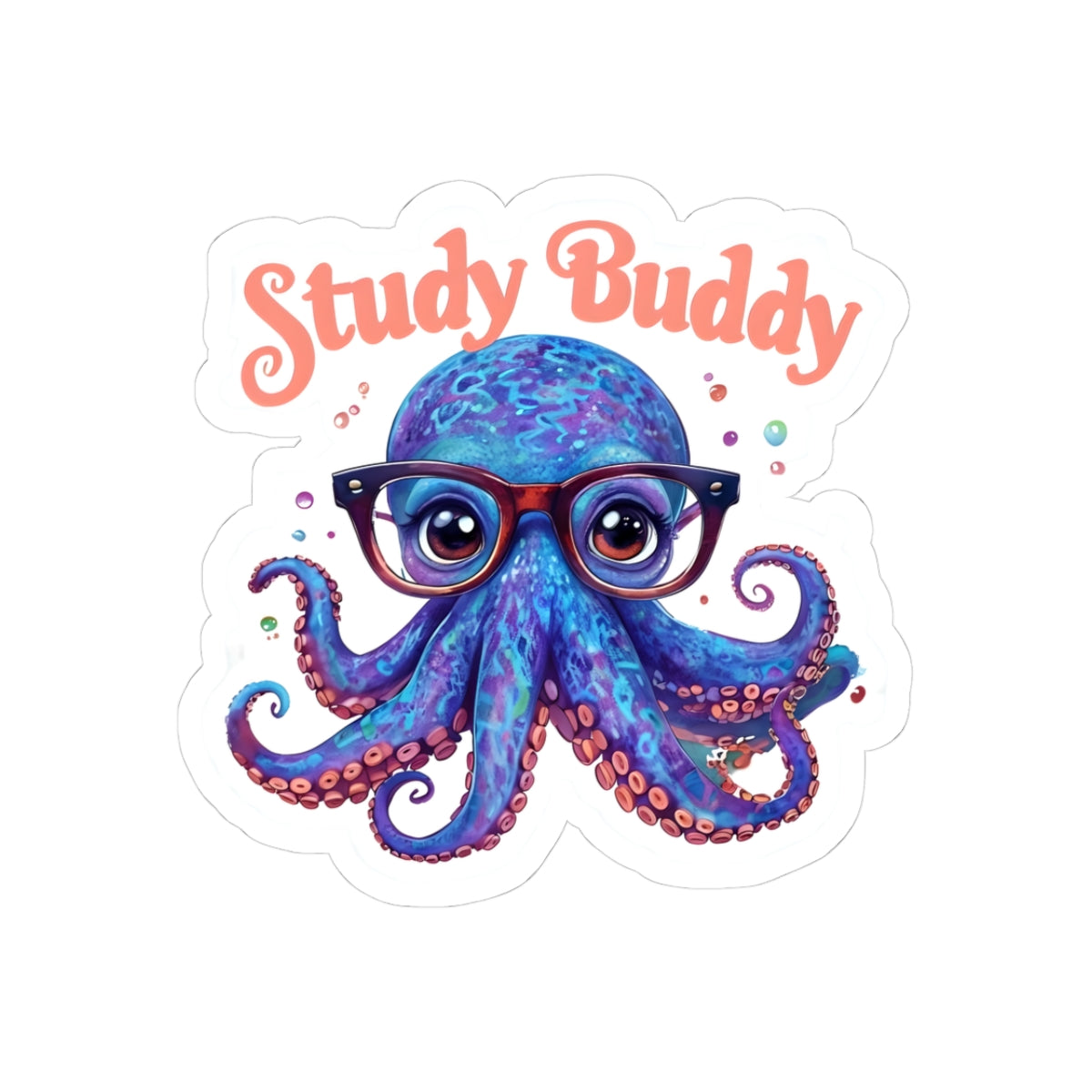 Whimsical Octopus Study Buddy Kiss-Cut Stickers - Perfect for Students & Kids