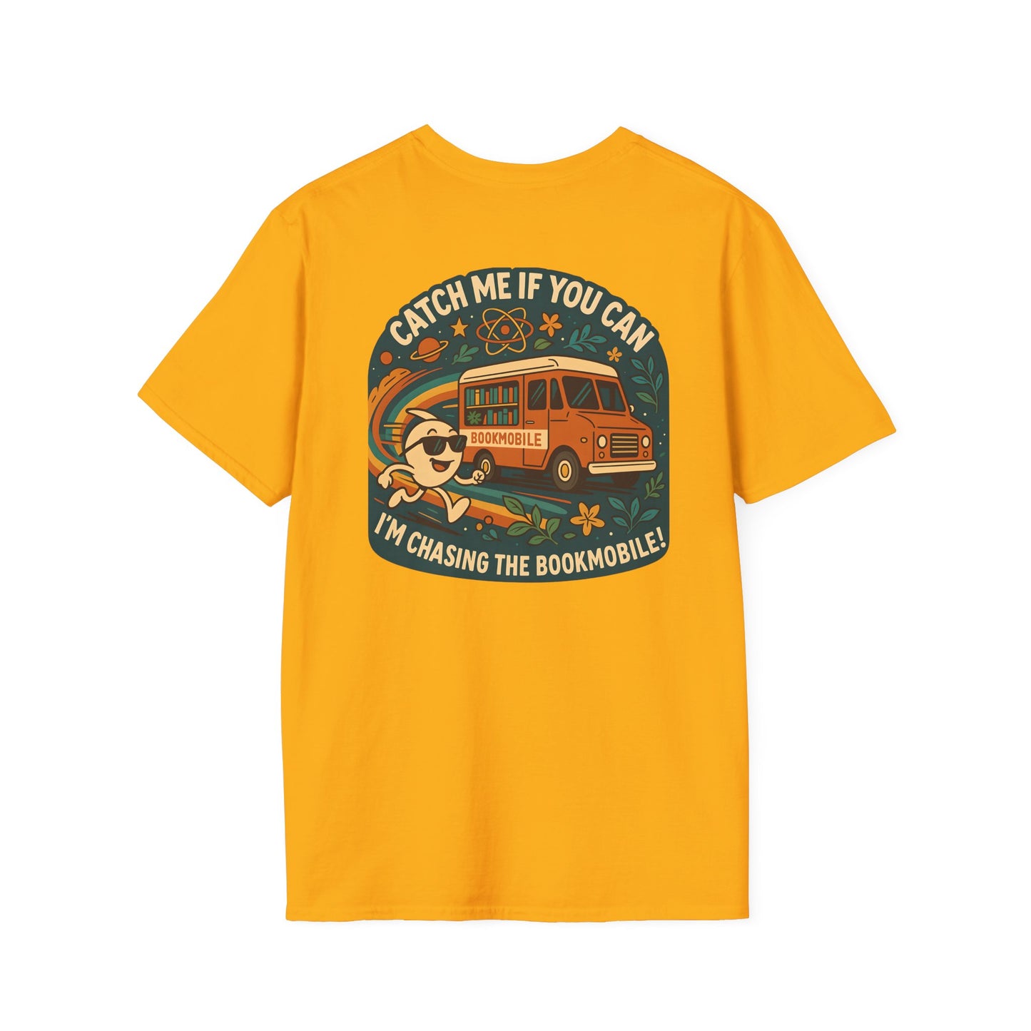 Bookmobile Chaser T-Shirt, Fun Casual Wear, Book Lover Gift, Reading Enthusiast Tee, Library Appreciation Shirt